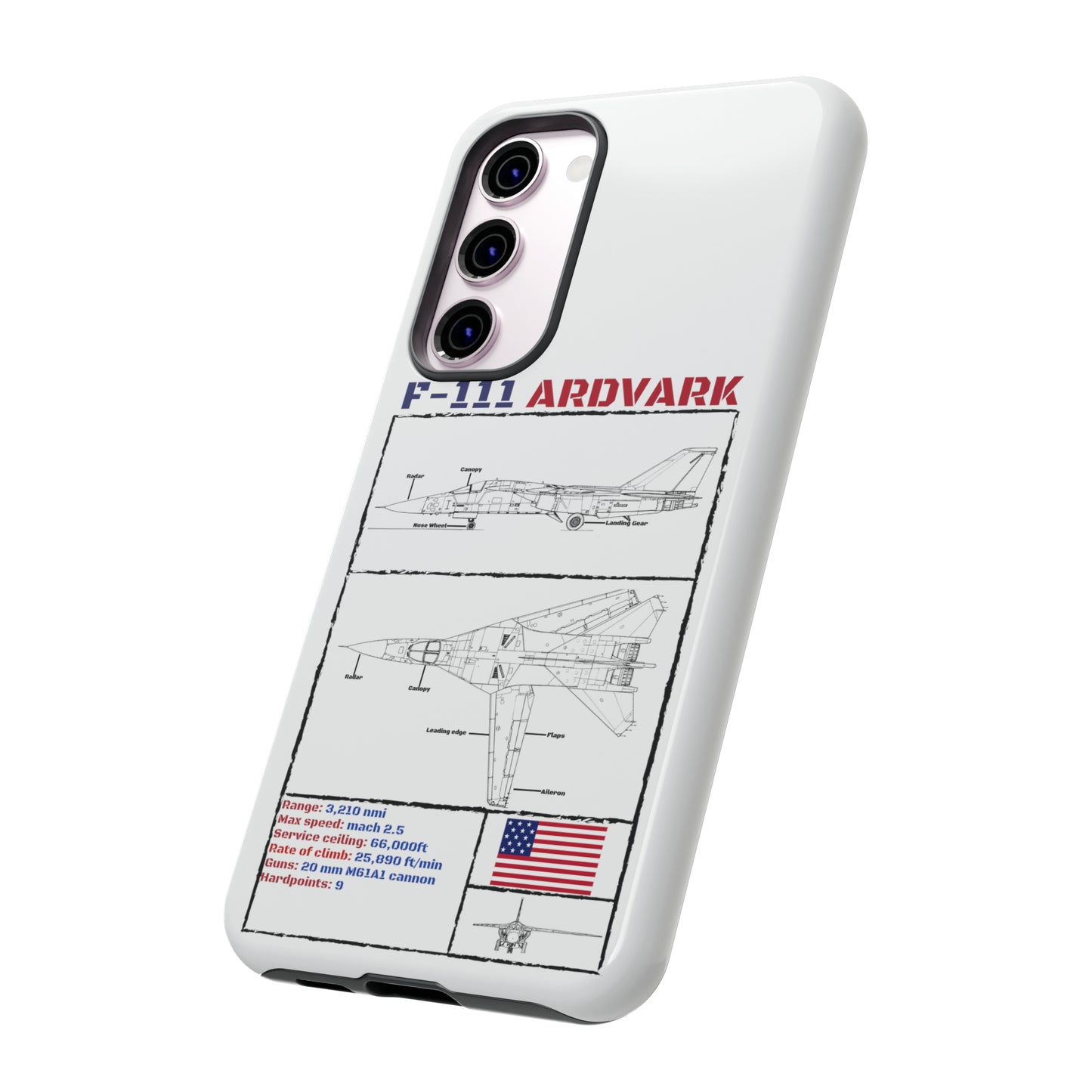 F111 Aardvark  Schematic Durable Phone Case (USAF Colourways)