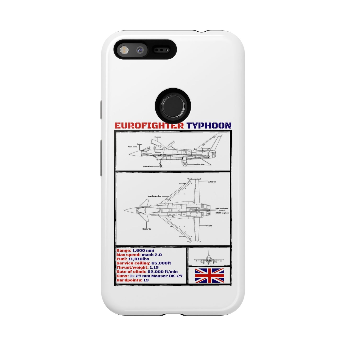 Eurofighter typhoon Schematic edition phone case (RAF Colour-Way)
