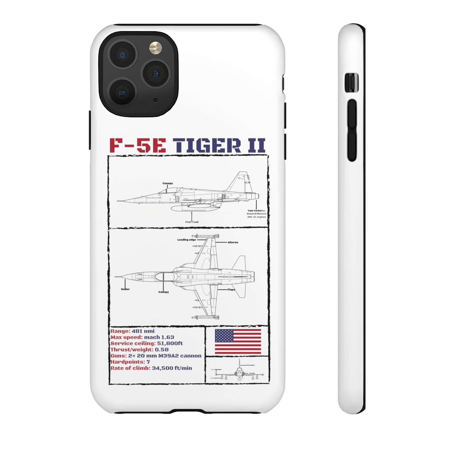 F-5E Schematic Durable Phone Case (USAF colour-ways)