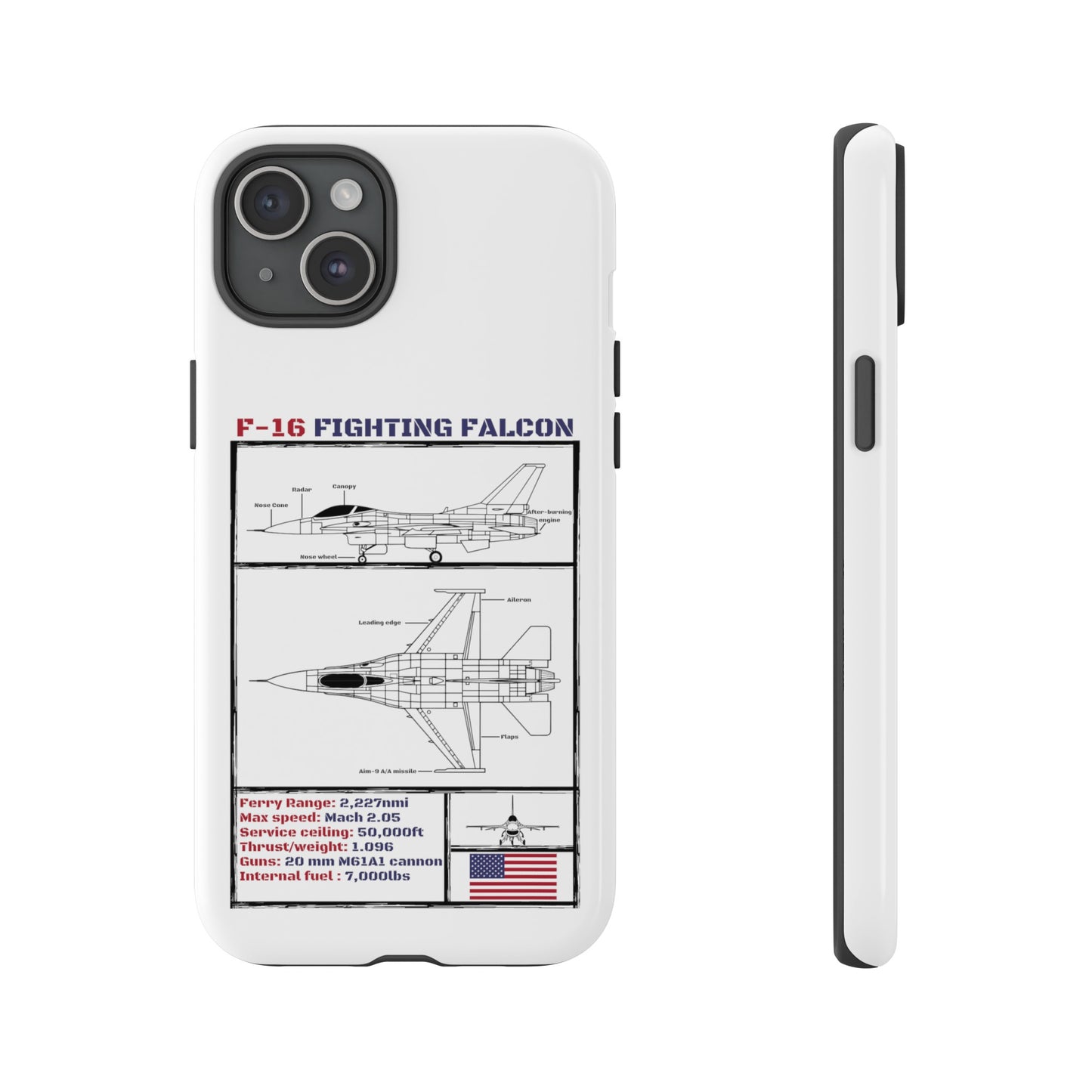 F-16 Schematic rigid Phone Case (USAF colour-ways)