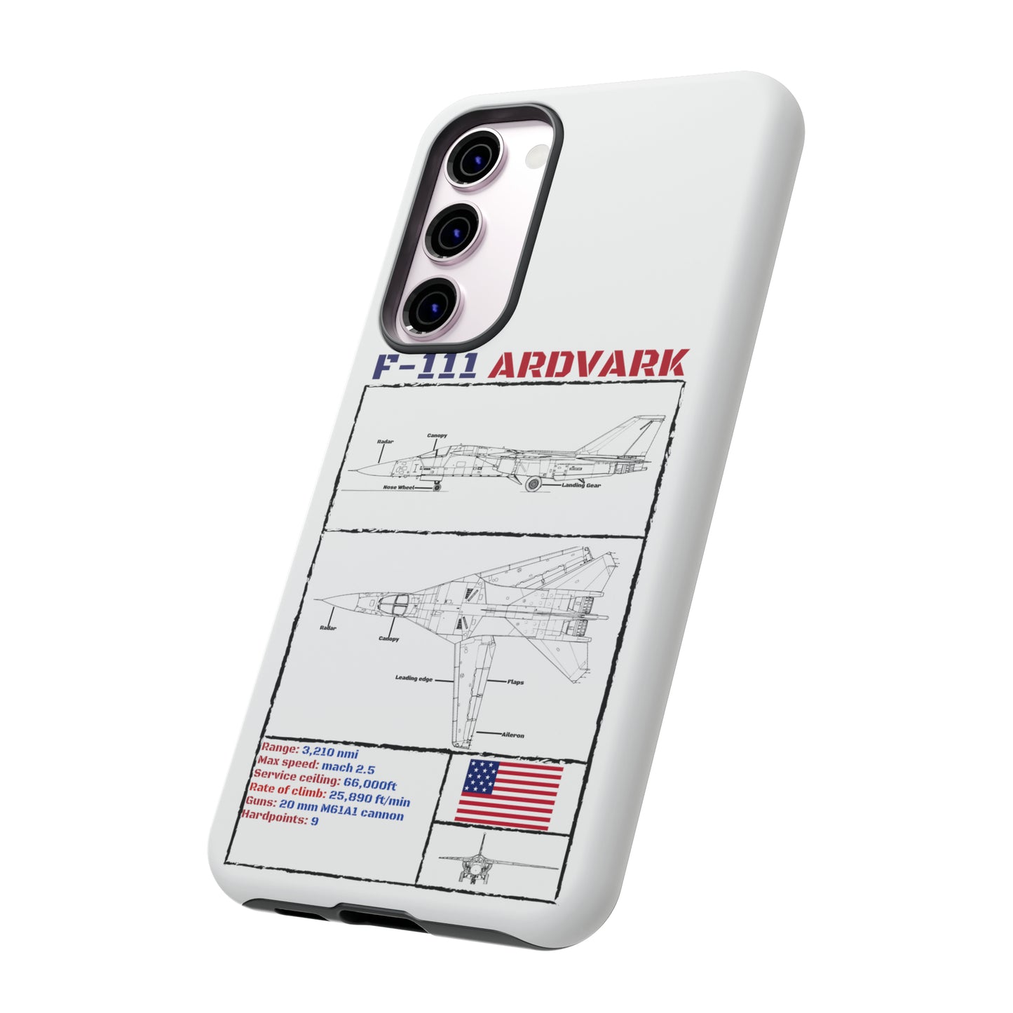 F111 Aardvark  Schematic Durable Phone Case (USAF Colourways)