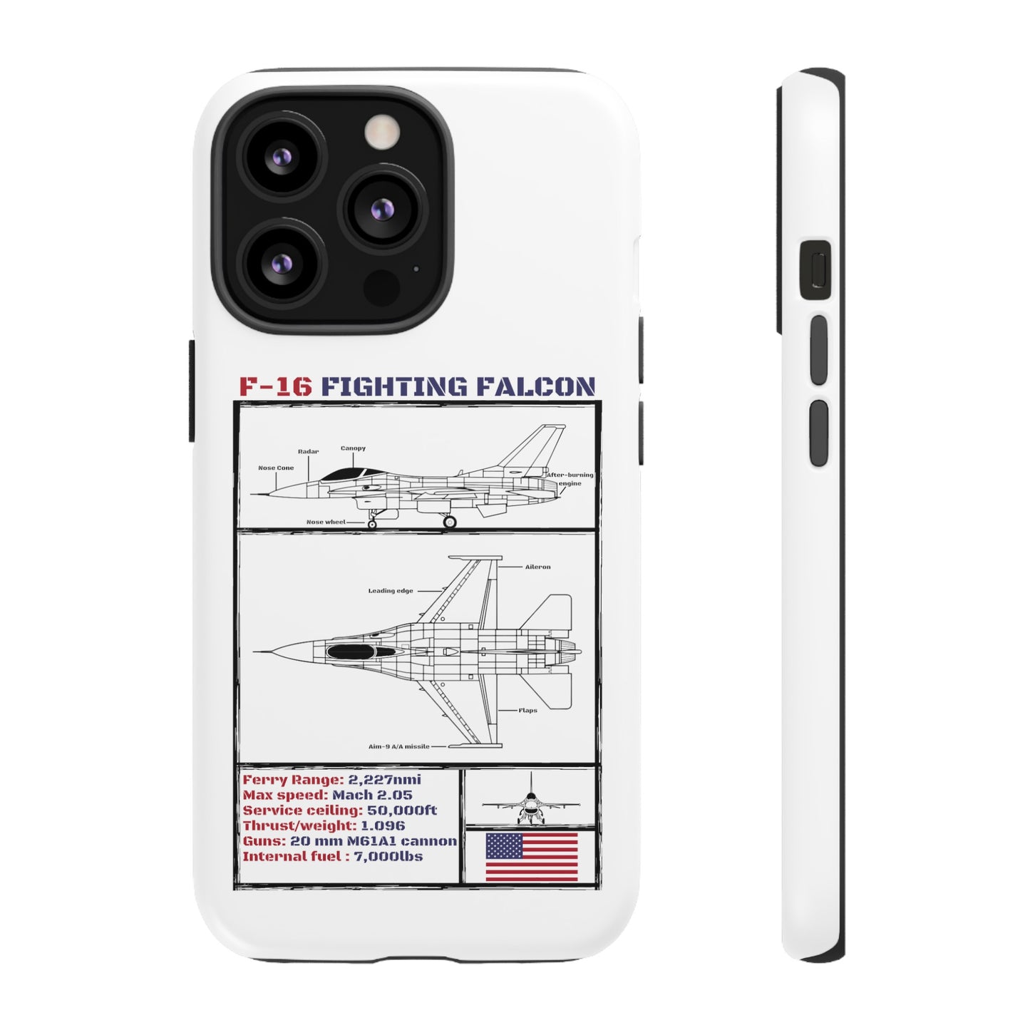 F-16 Schematic rigid Phone Case (USAF colour-ways)