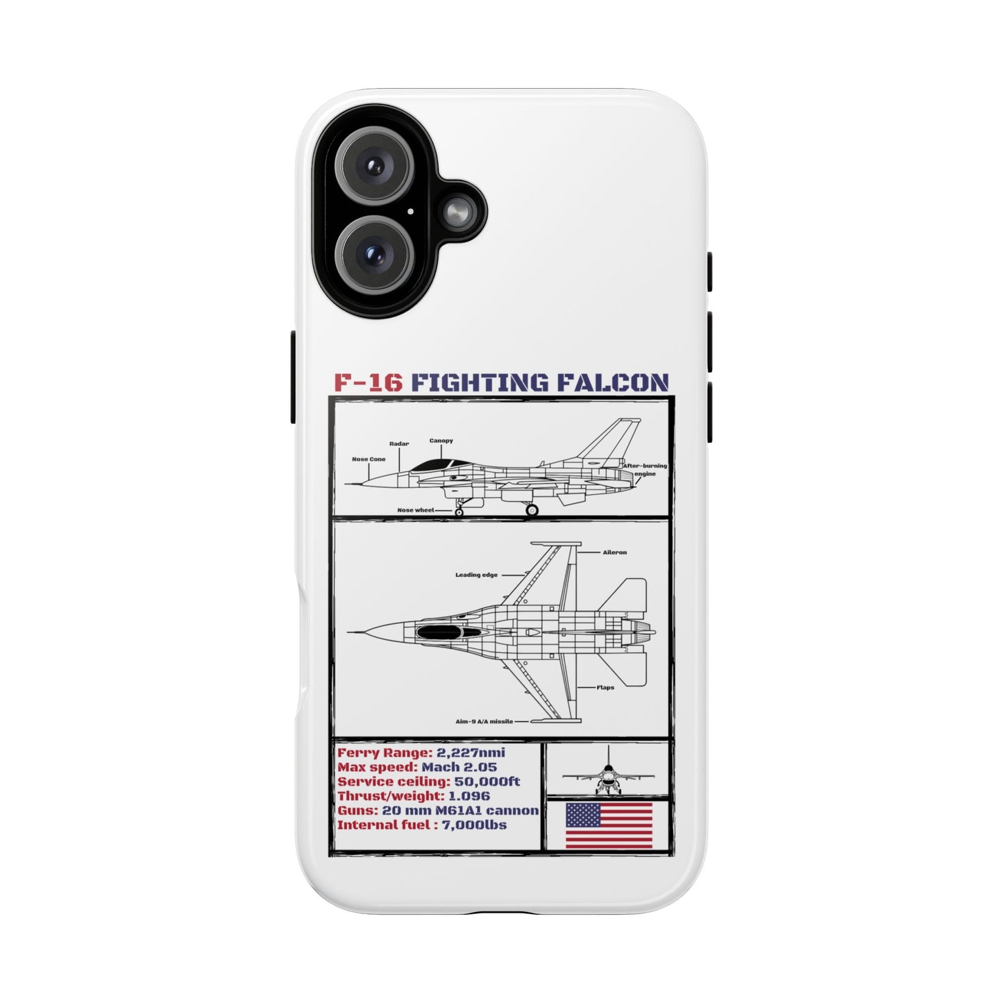 F-16 Fighting Falcon Schematic edition phone case (USAF Colour-Way)