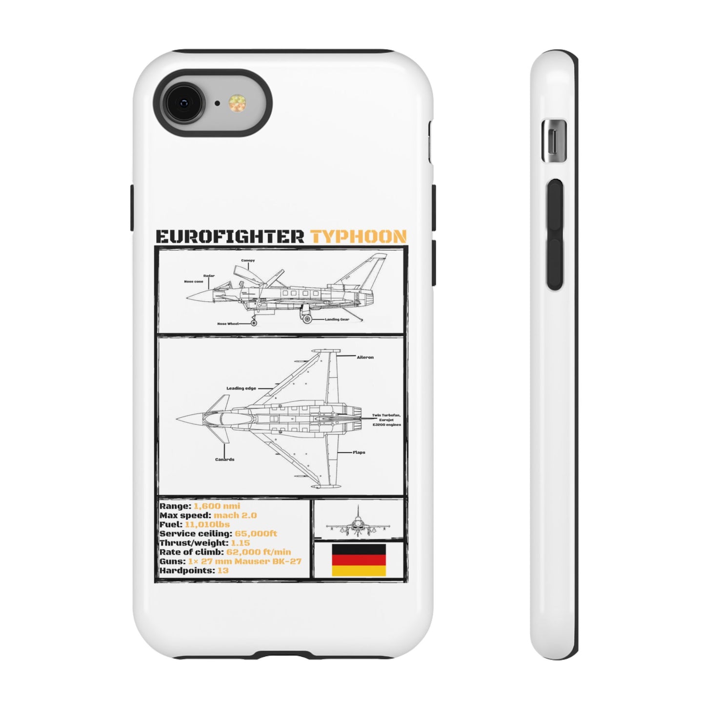Eurofighter typhoon Schematic edition phone case (Luftwaffe Colour-Way)