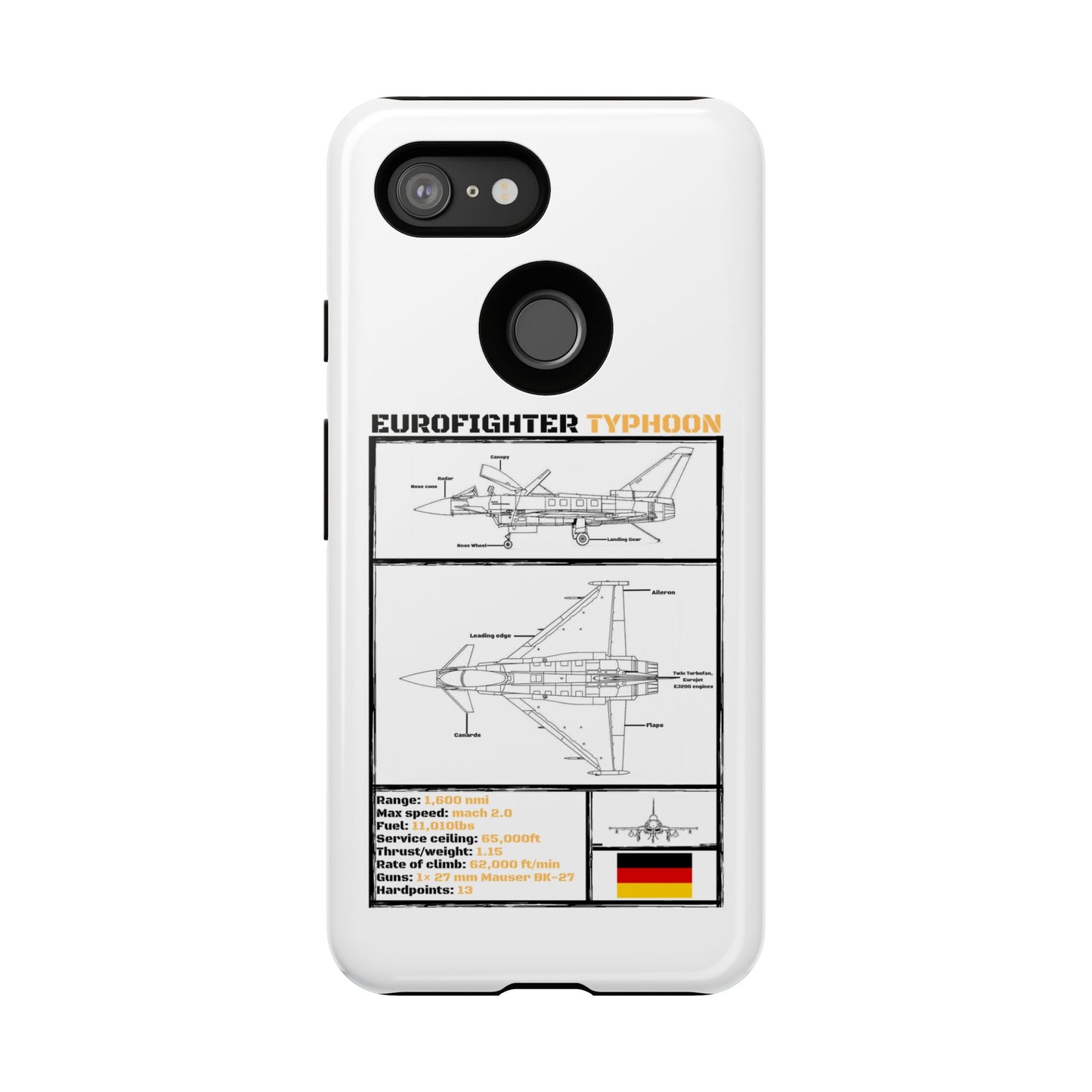 Eurofighter typhoon Schematic edition phone case (Luftwaffe Colour-Way)