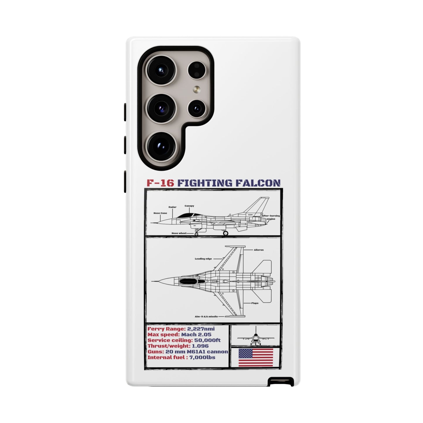 F-16 Fighting Falcon Schematic edition phone case (USAF Colour-Way)