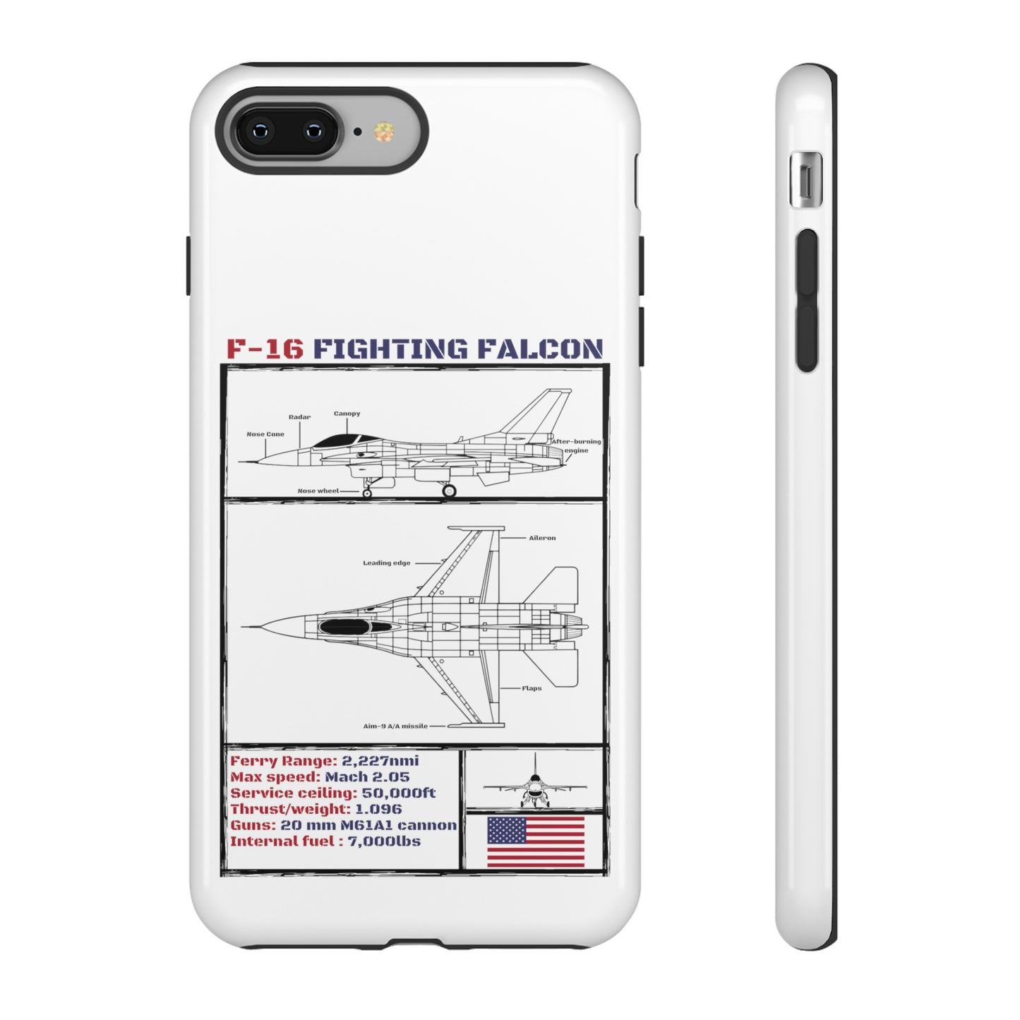 F-16 Schematic rigid Phone Case (USAF colour-ways)