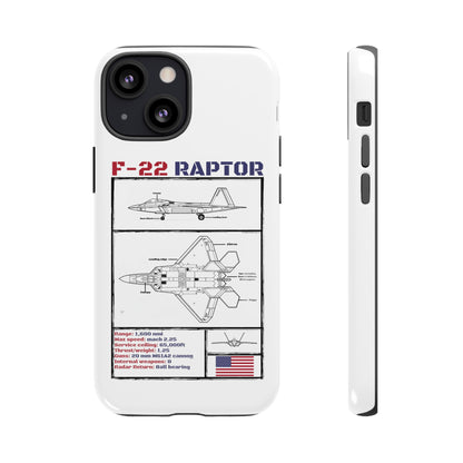 F-22 Raptor schematic rigid Phone Case (USAF colour-ways)