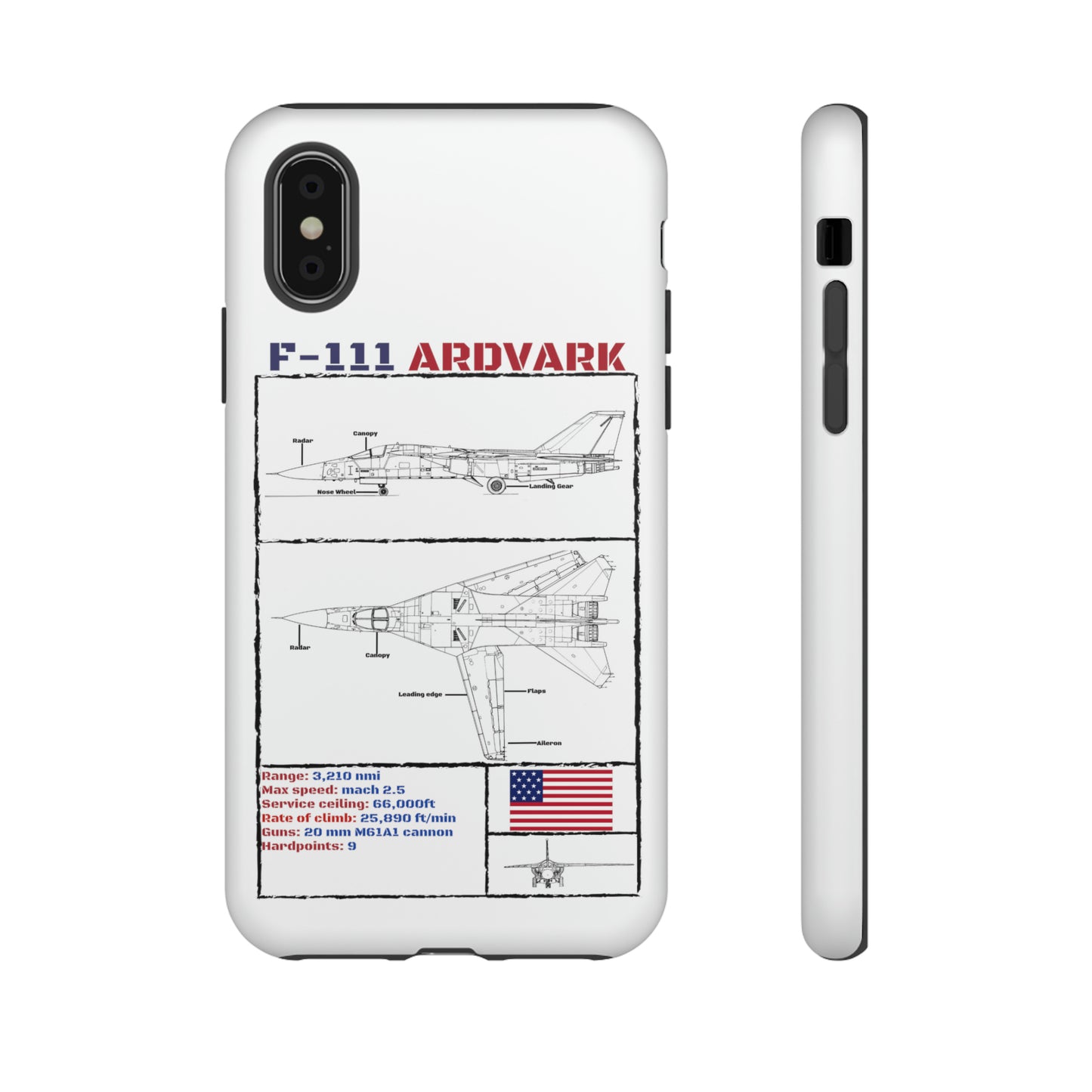 F111 Aardvark  Schematic Durable Phone Case (USAF Colourways)