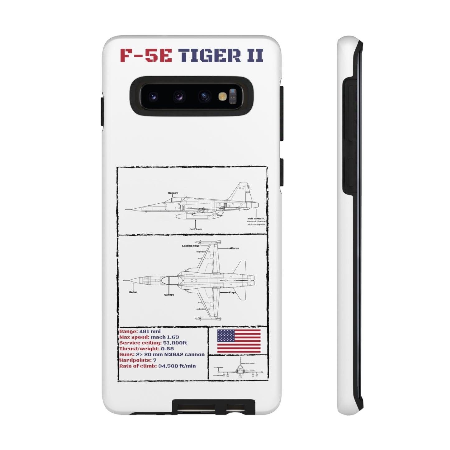 F-5E Schematic Durable Phone Case (USAF colour-ways)