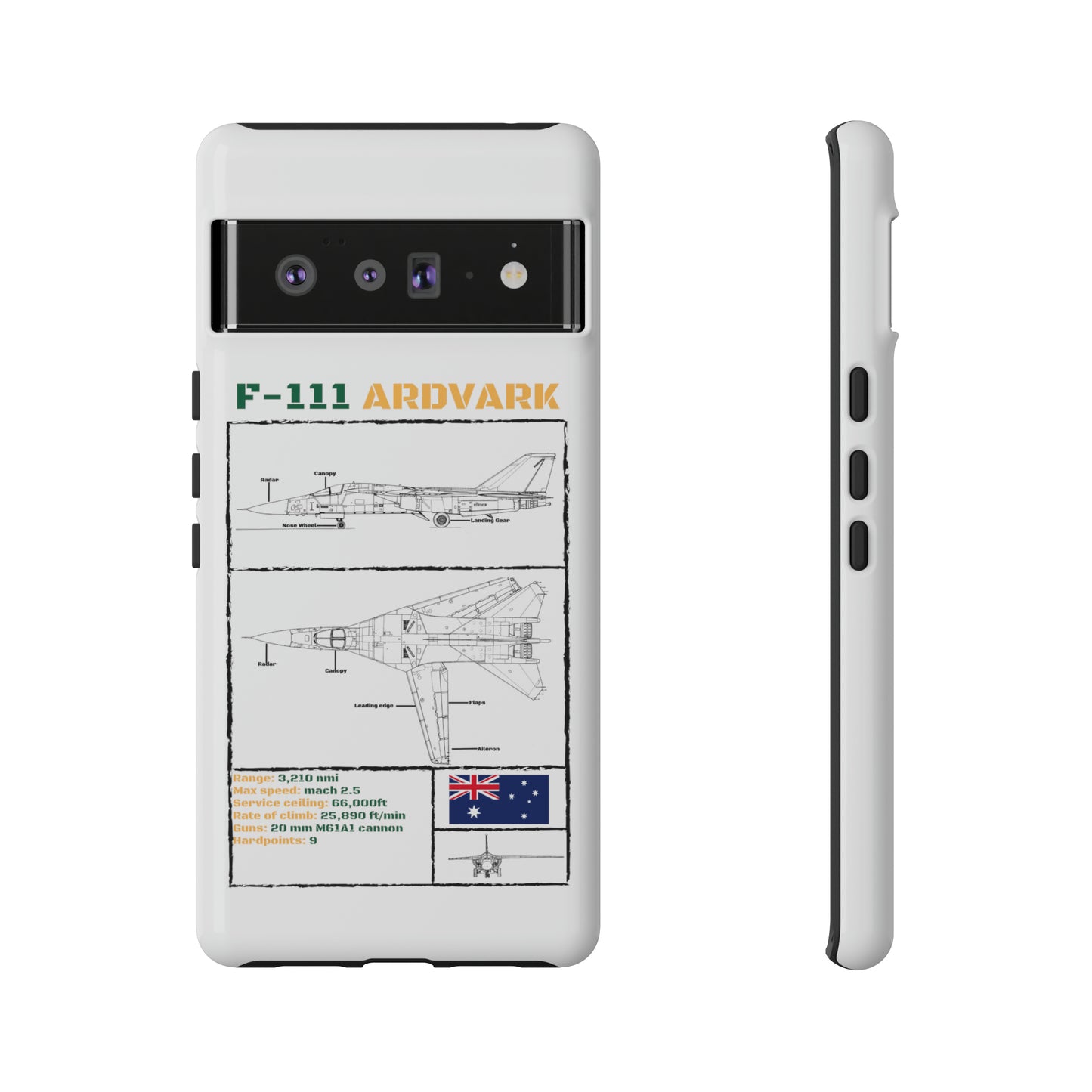 F111 Aardvark  Schematic Durable Phone Case (RAAF colouways)