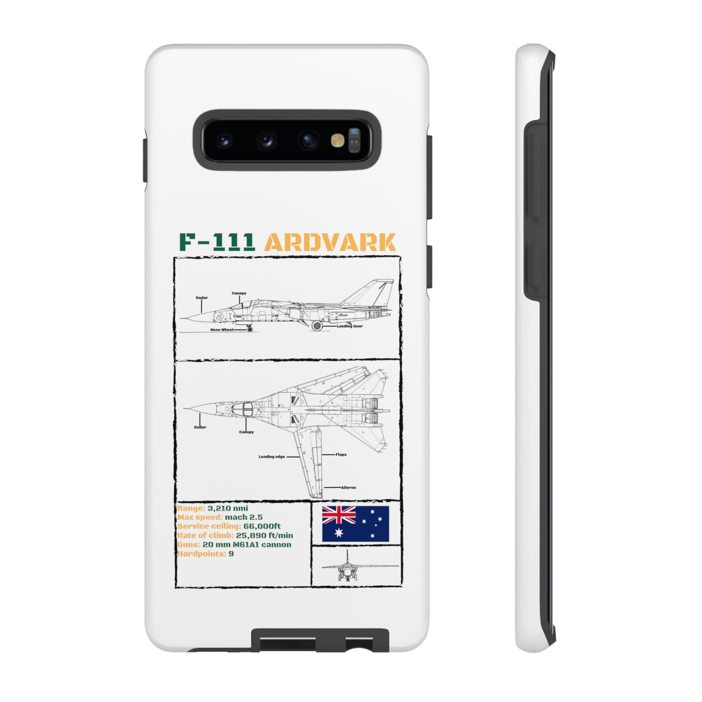 F111 Aardvark  Schematic Durable Phone Case (RAAF colouways)