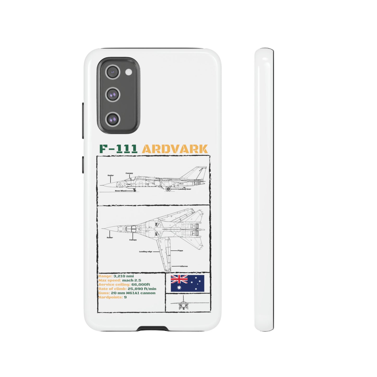 F111 Aardvark  Schematic Durable Phone Case (RAAF colouways)