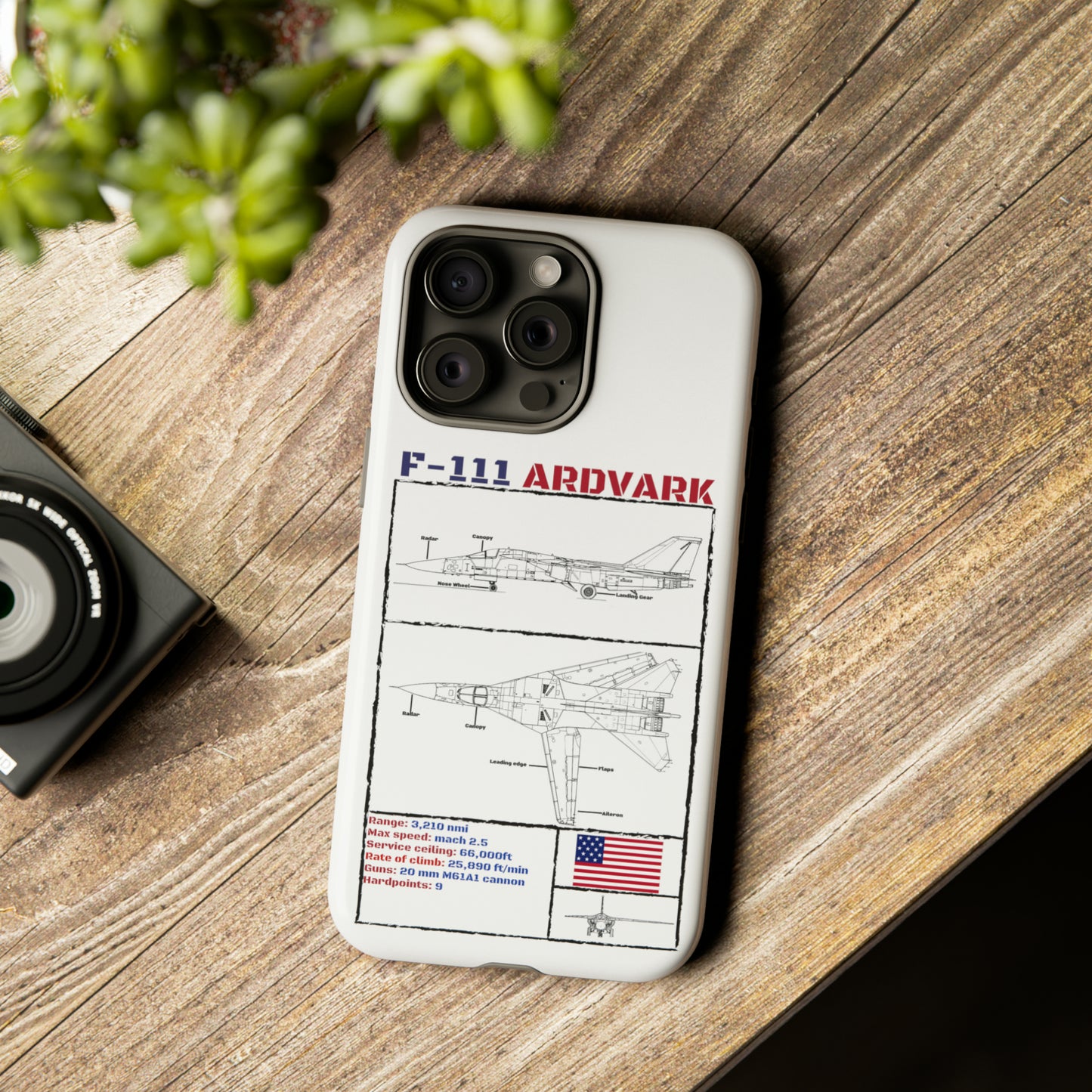 F111 Aardvark  Schematic Durable Phone Case (USAF Colourways)