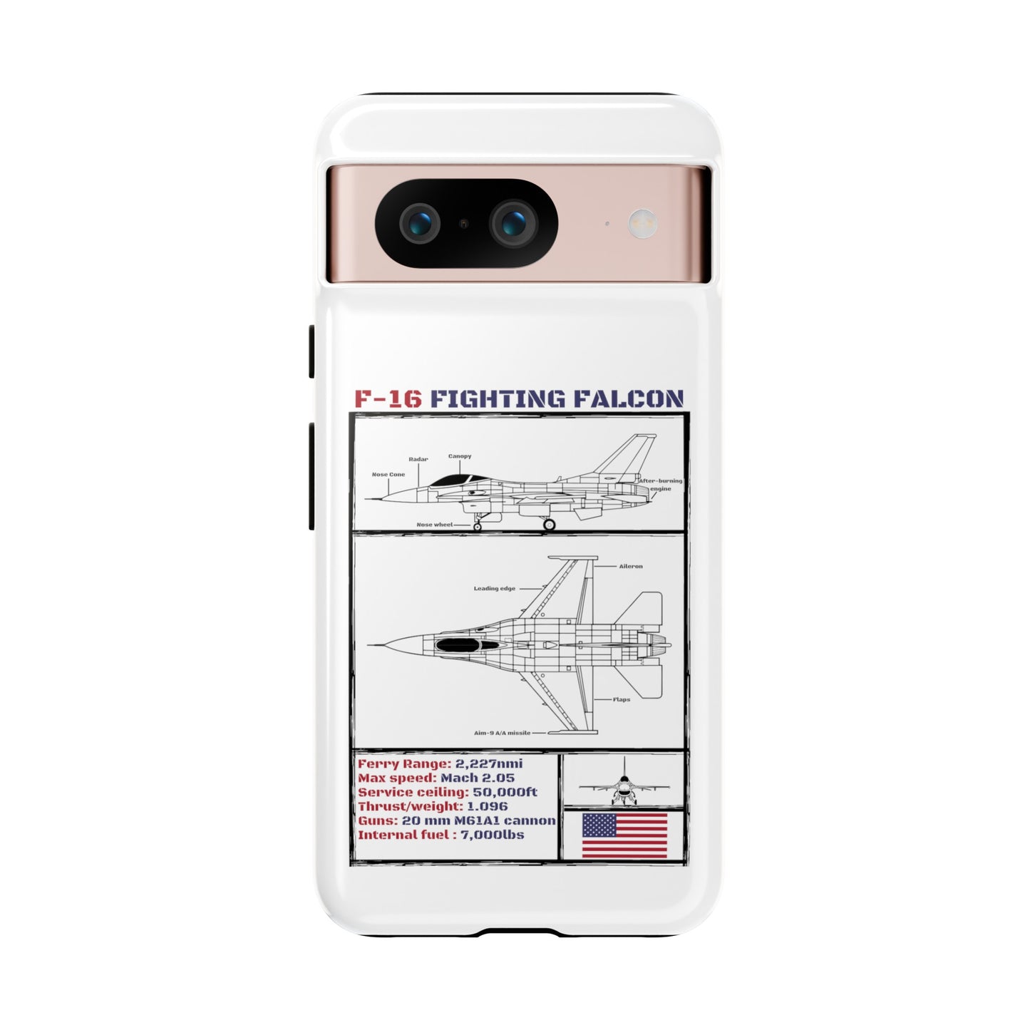 F-16 Schematic rigid Phone Case (USAF colour-ways)