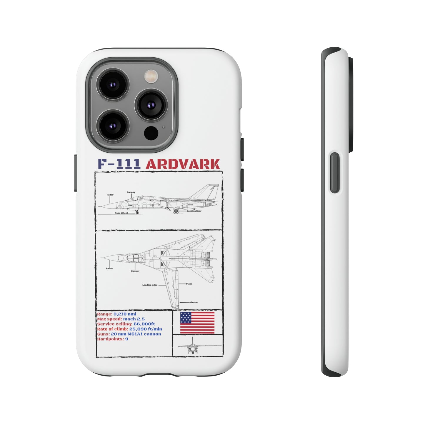 F111 Aardvark  Schematic Durable Phone Case (USAF Colourways)