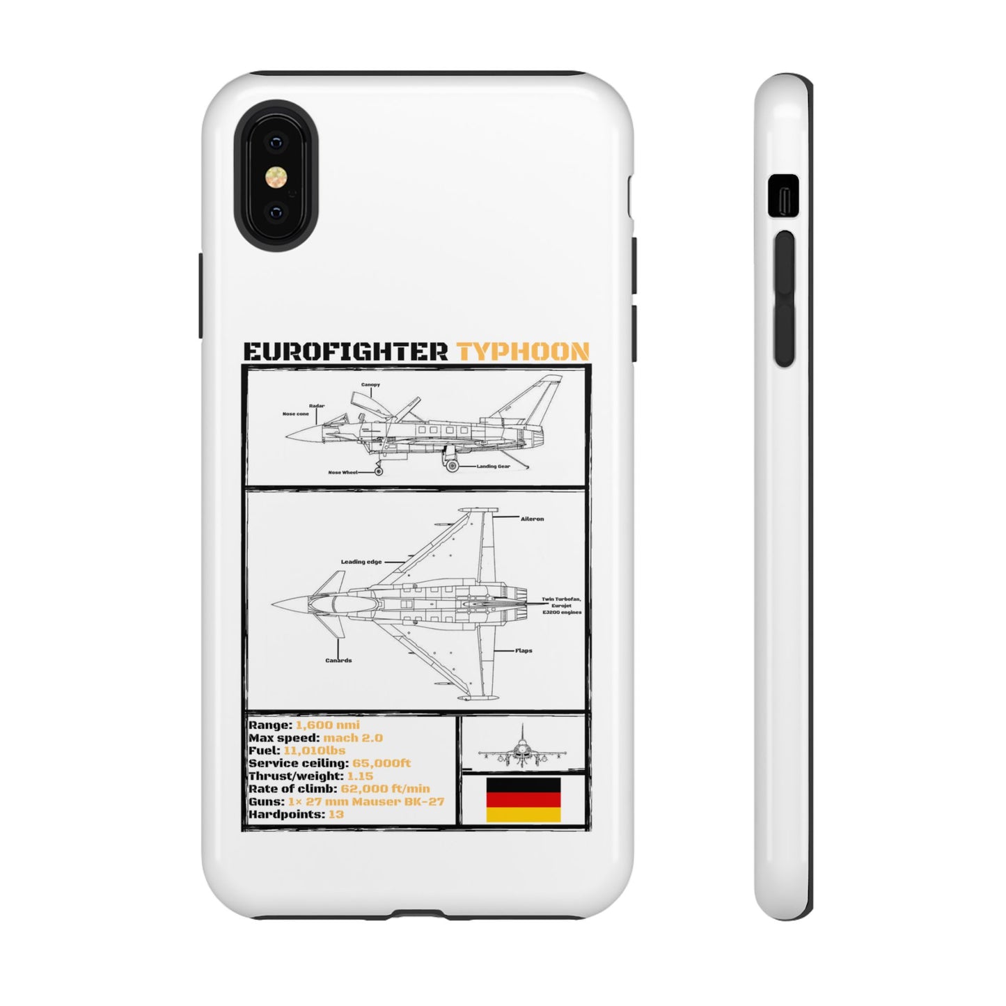 Eurofighter typhoon Schematic edition phone case (Luftwaffe Colour-Way)