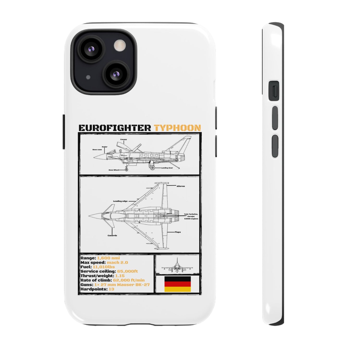 Eurofighter typhoon Schematic edition phone case (Luftwaffe Colour-Way)