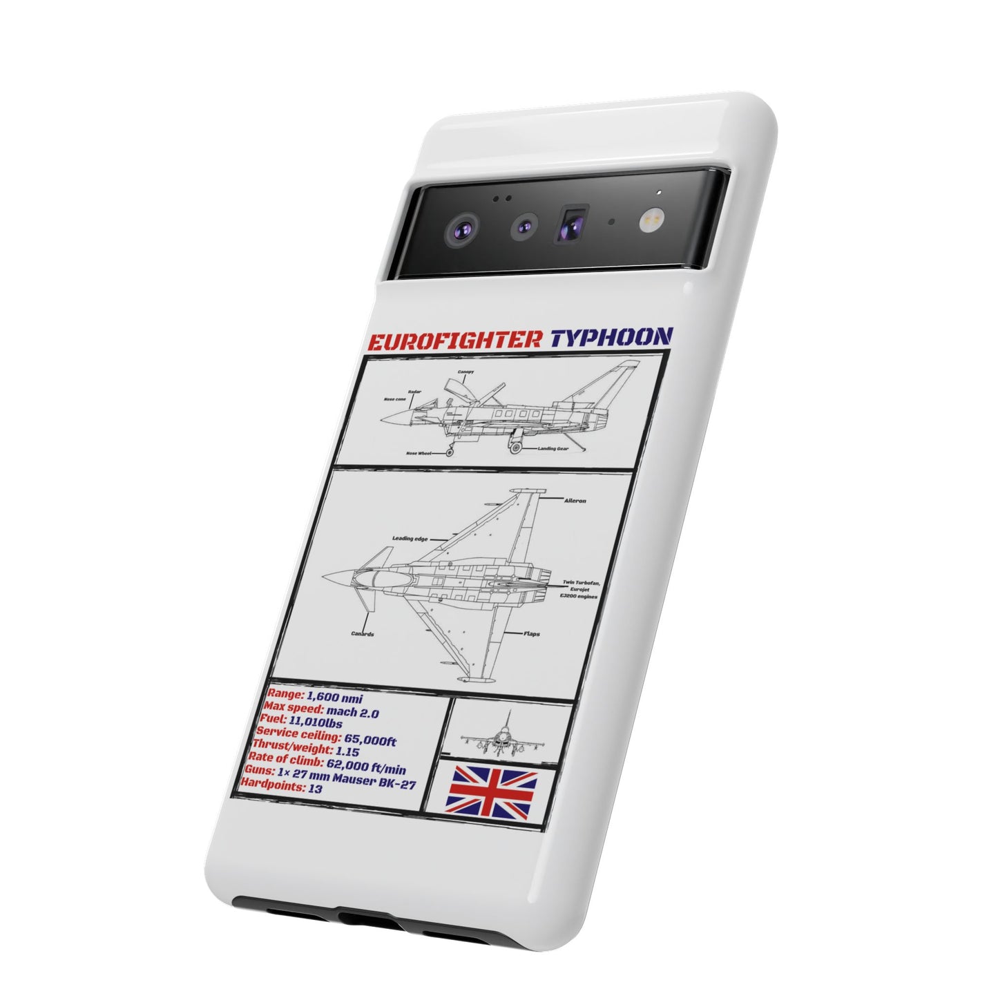 Eurofighter typhoon Schematic edition phone case (RAF Colour-Way)