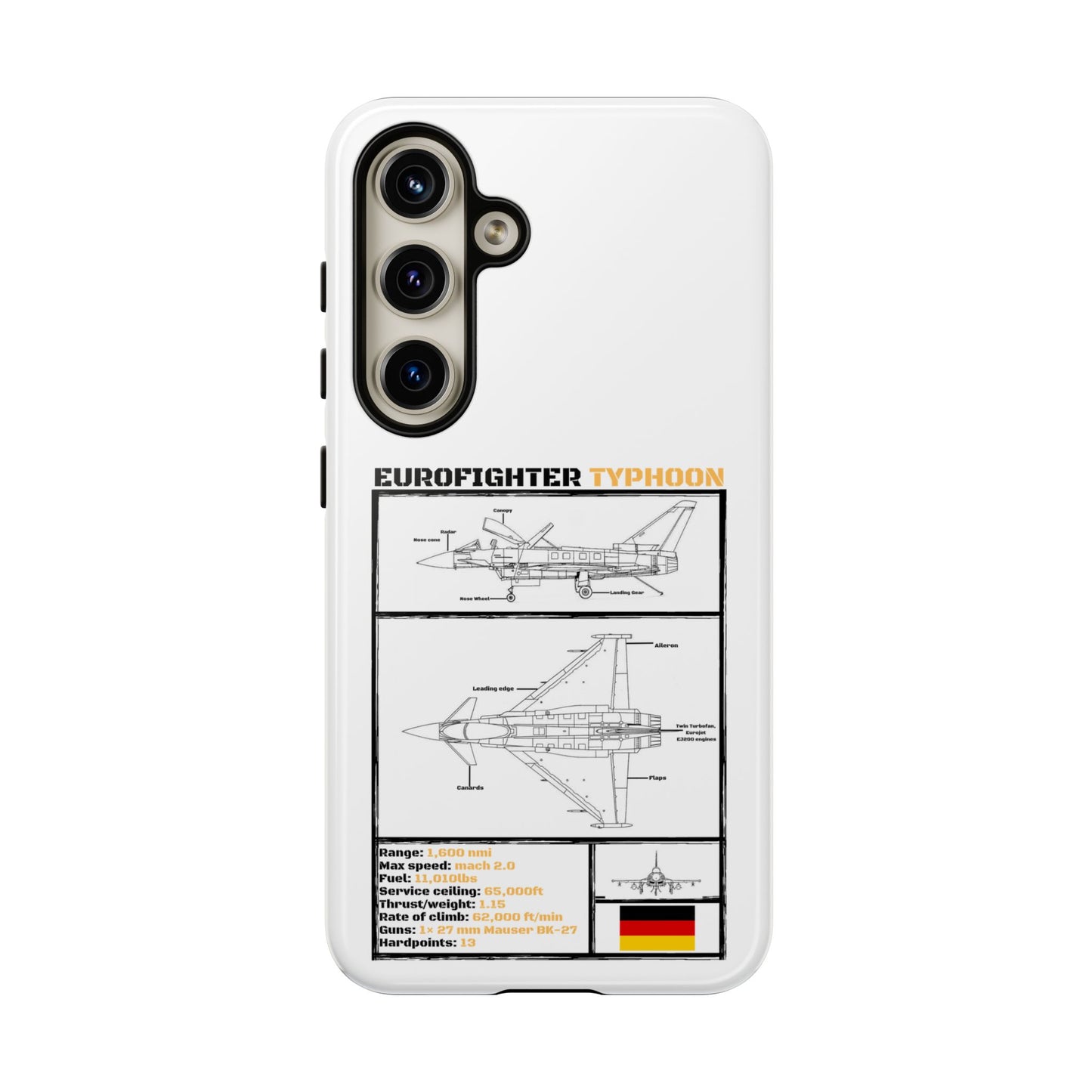 Eurofighter typhoon Schematic edition phone case (Luftwaffe Colour-Way)