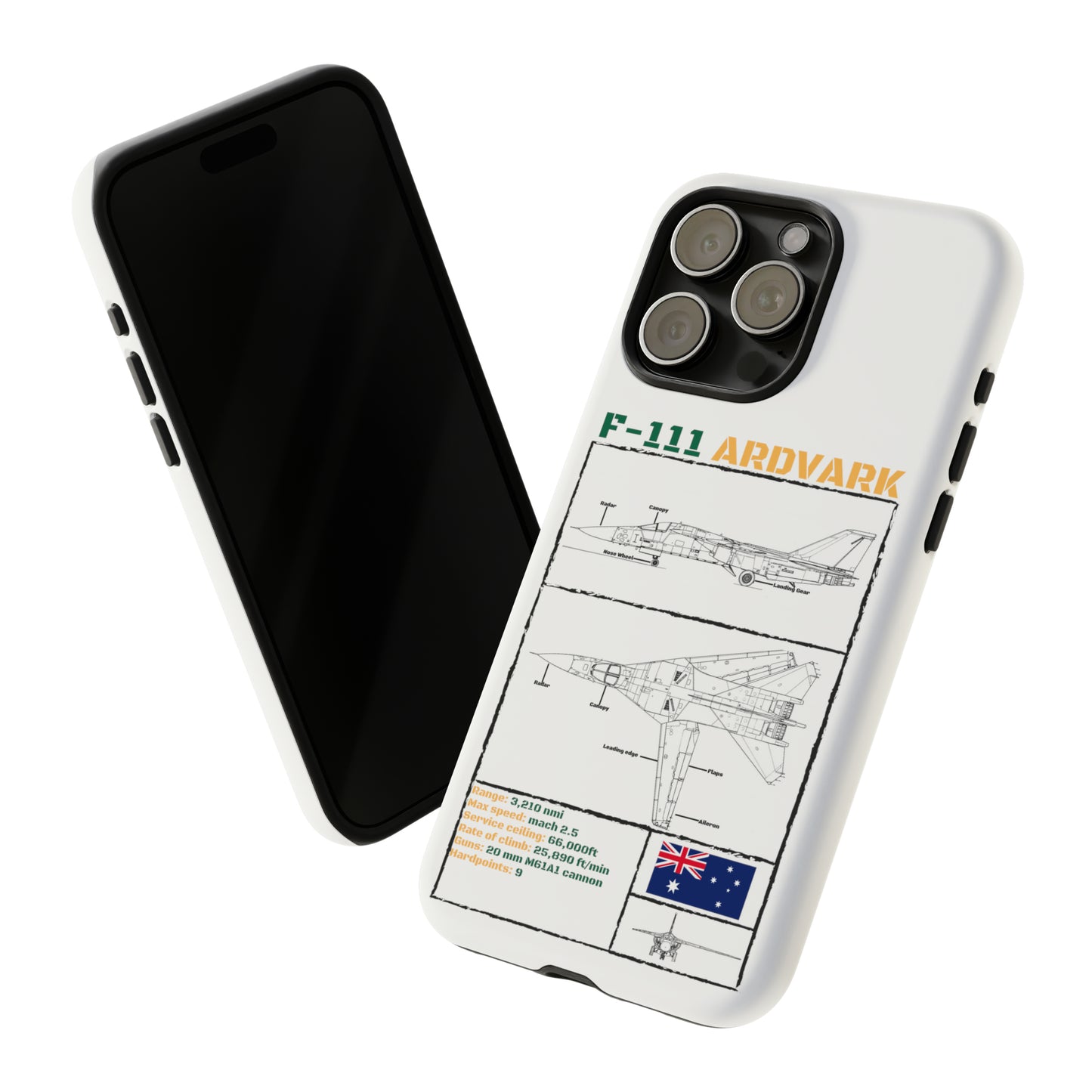 F111 Aardvark  Schematic Durable Phone Case (RAAF colouways)