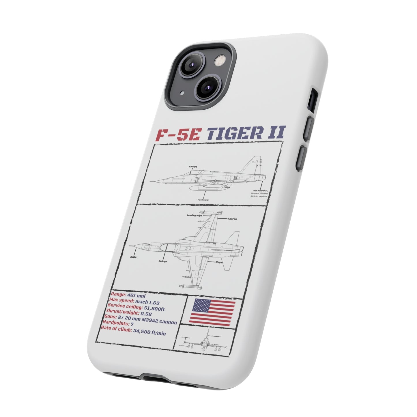 F-5E Schematic Durable Phone Case (USAF colour-ways)