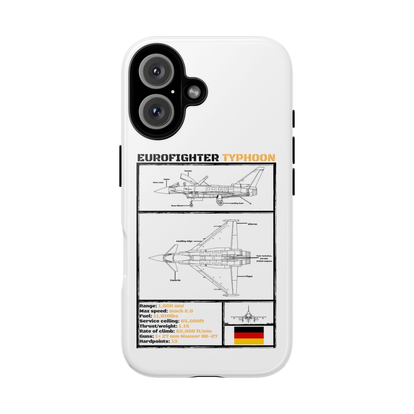 Eurofighter typhoon Schematic edition phone case (Luftwaffe Colour-Way)