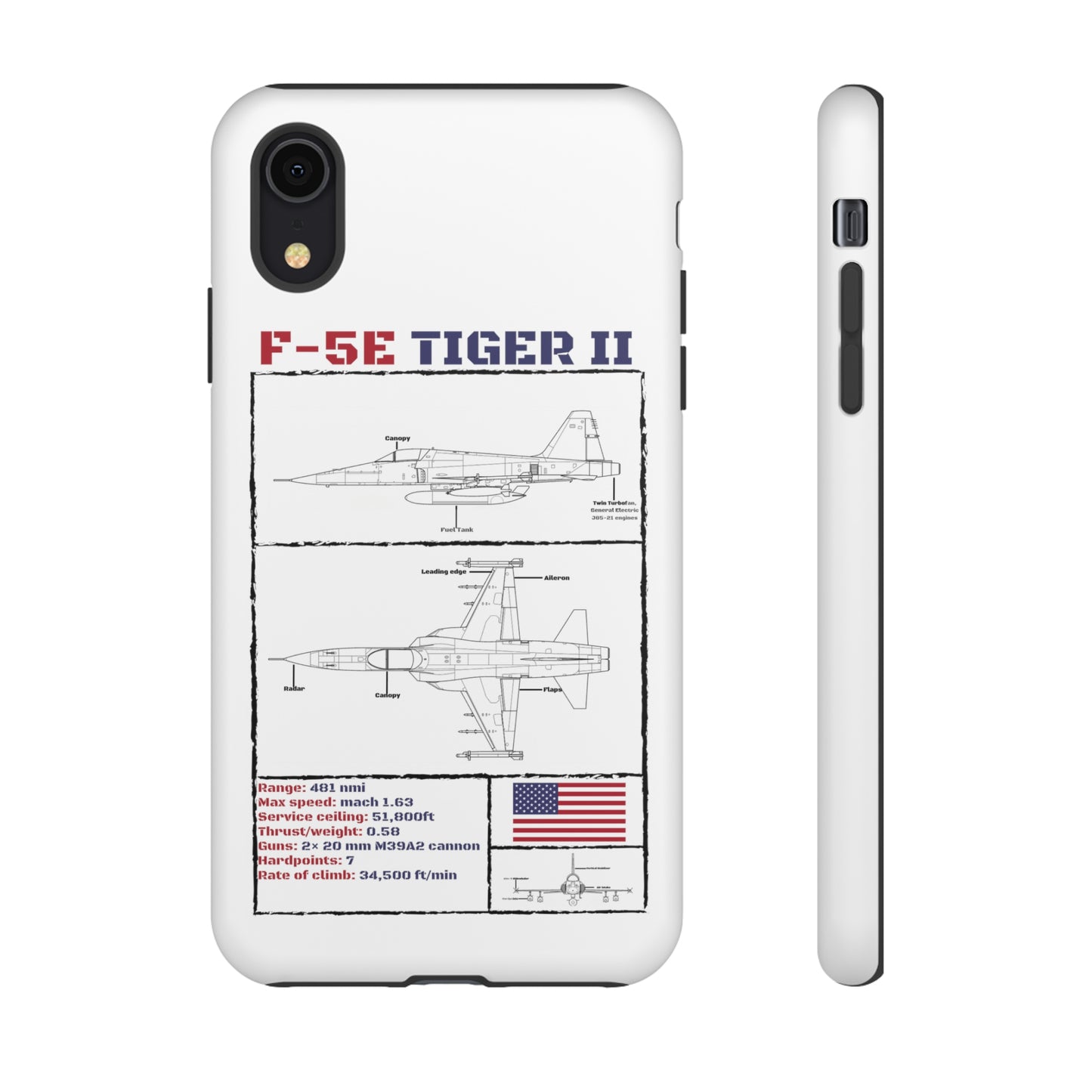 F-5E Schematic Durable Phone Case (USAF colour-ways)