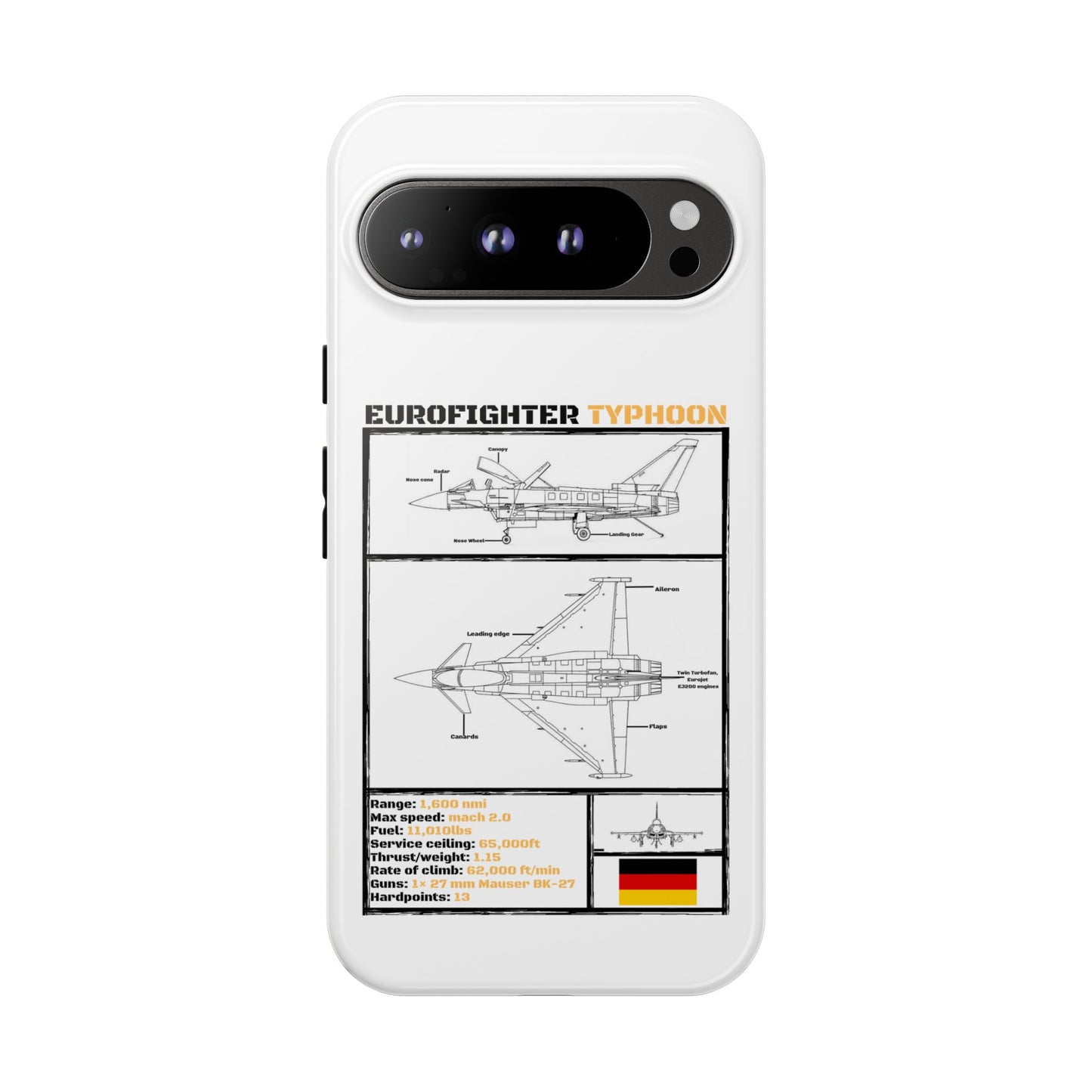 Eurofighter typhoon Schematic edition phone case (Luftwaffe Colour-Way)
