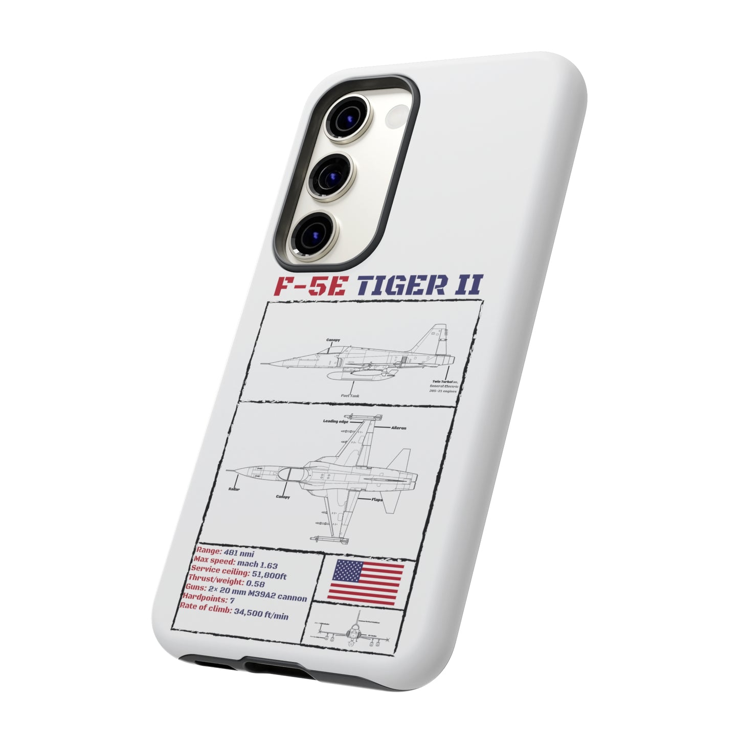 F-5E Schematic Durable Phone Case (USAF colour-ways)