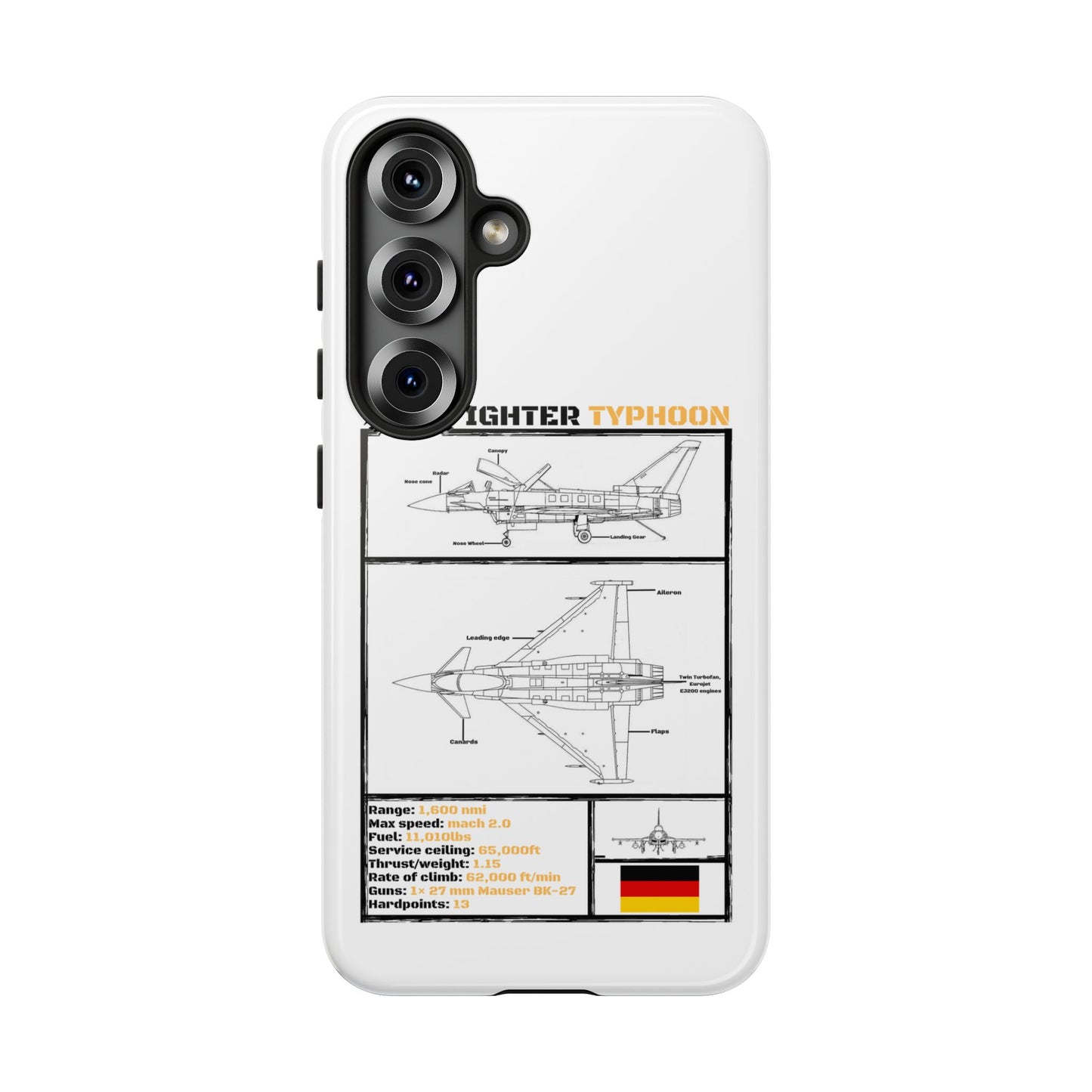 Eurofighter typhoon Schematic edition phone case (Luftwaffe Colour-Way)