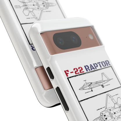 F-22 Raptor schematic rigid Phone Case (USAF colour-ways)