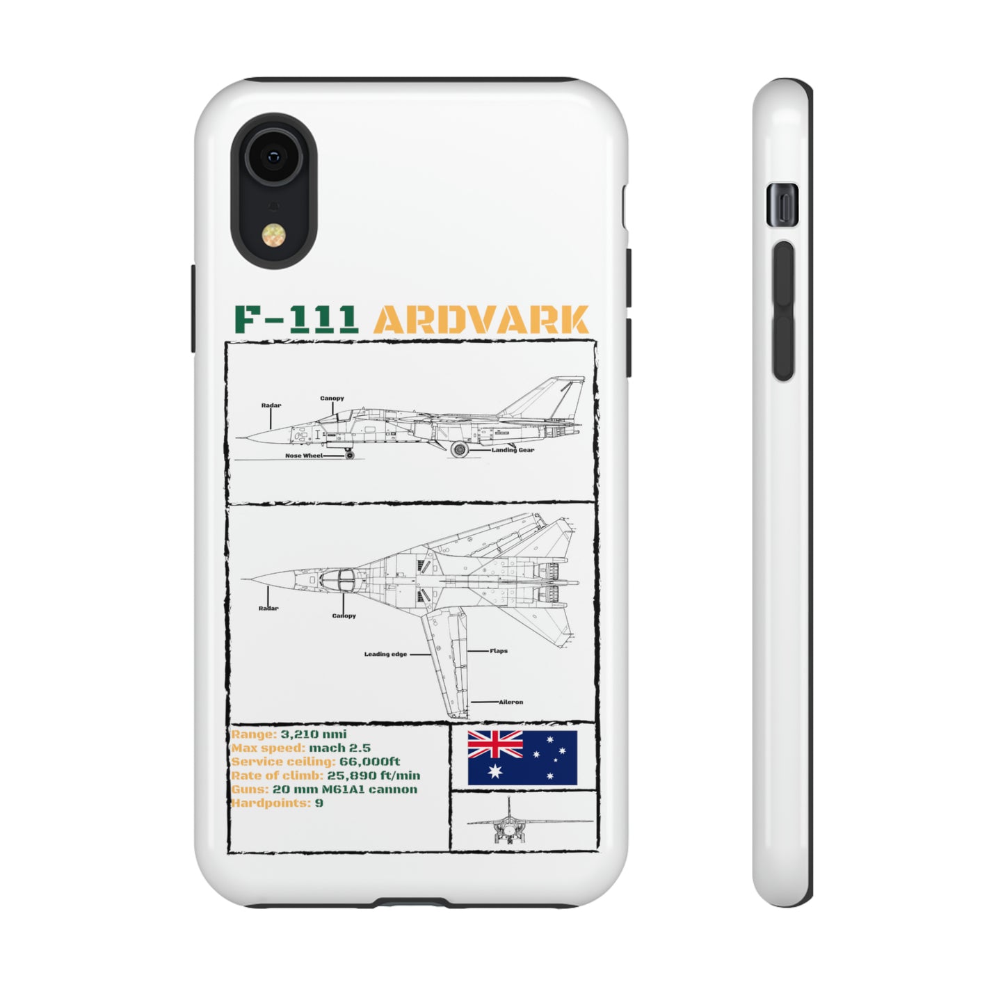 F111 Aardvark  Schematic Durable Phone Case (RAAF colouways)