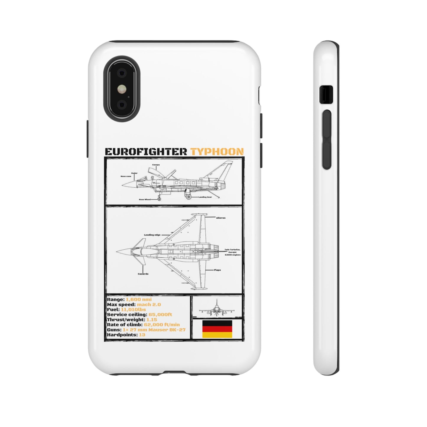 Eurofighter typhoon Schematic edition phone case (Luftwaffe Colour-Way)