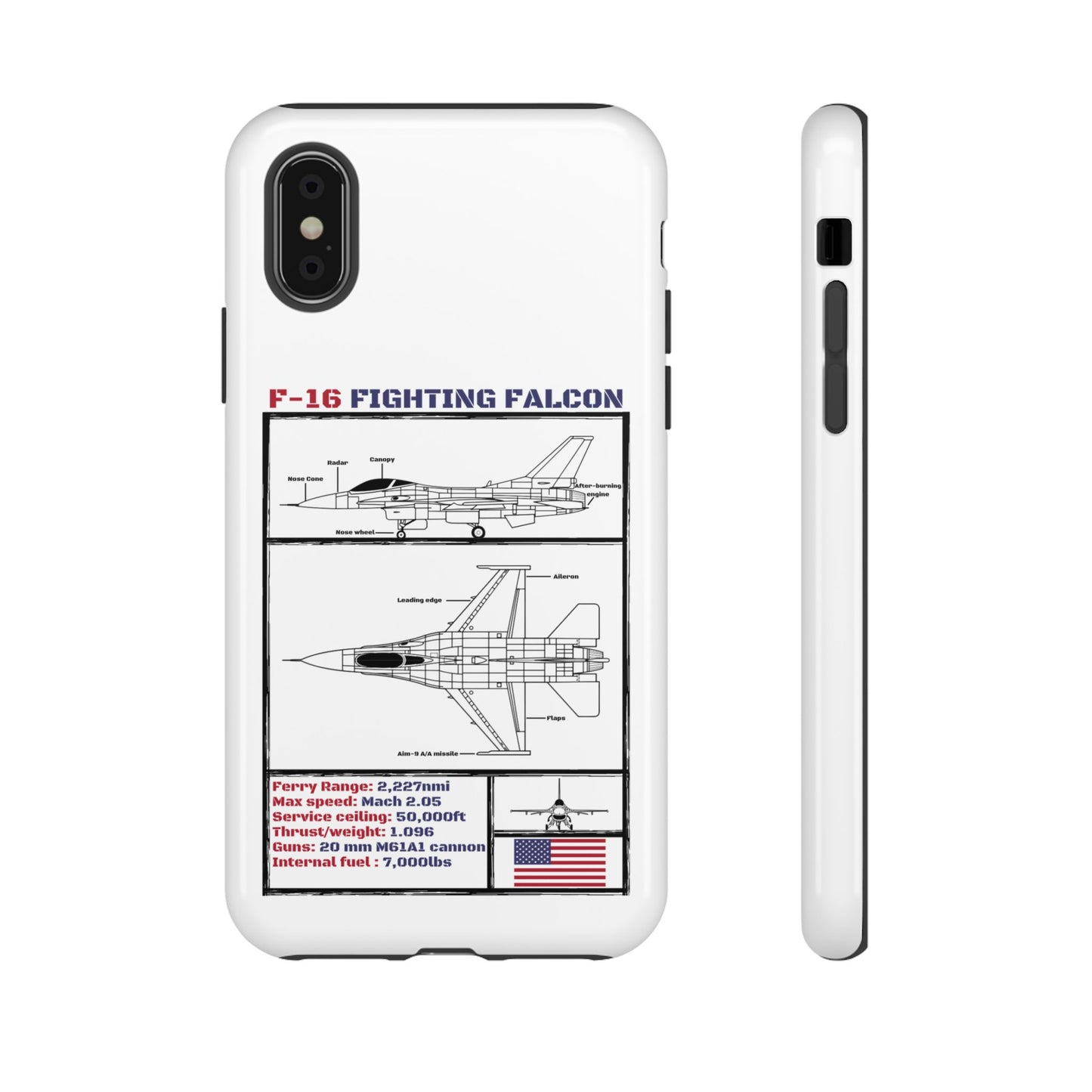 F-16 Fighting Falcon Schematic edition phone case (USAF Colour-Way)