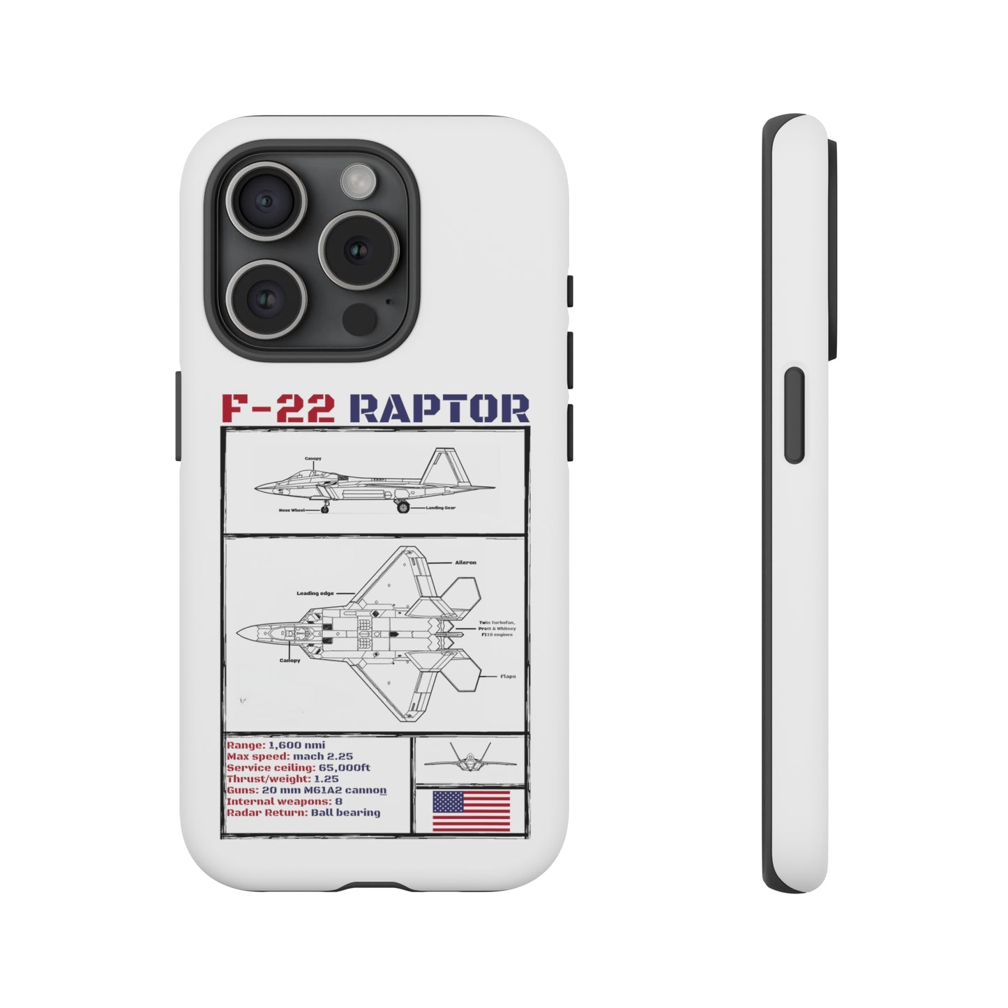 F-22 Raptor schematic rigid Phone Case (USAF colour-ways)