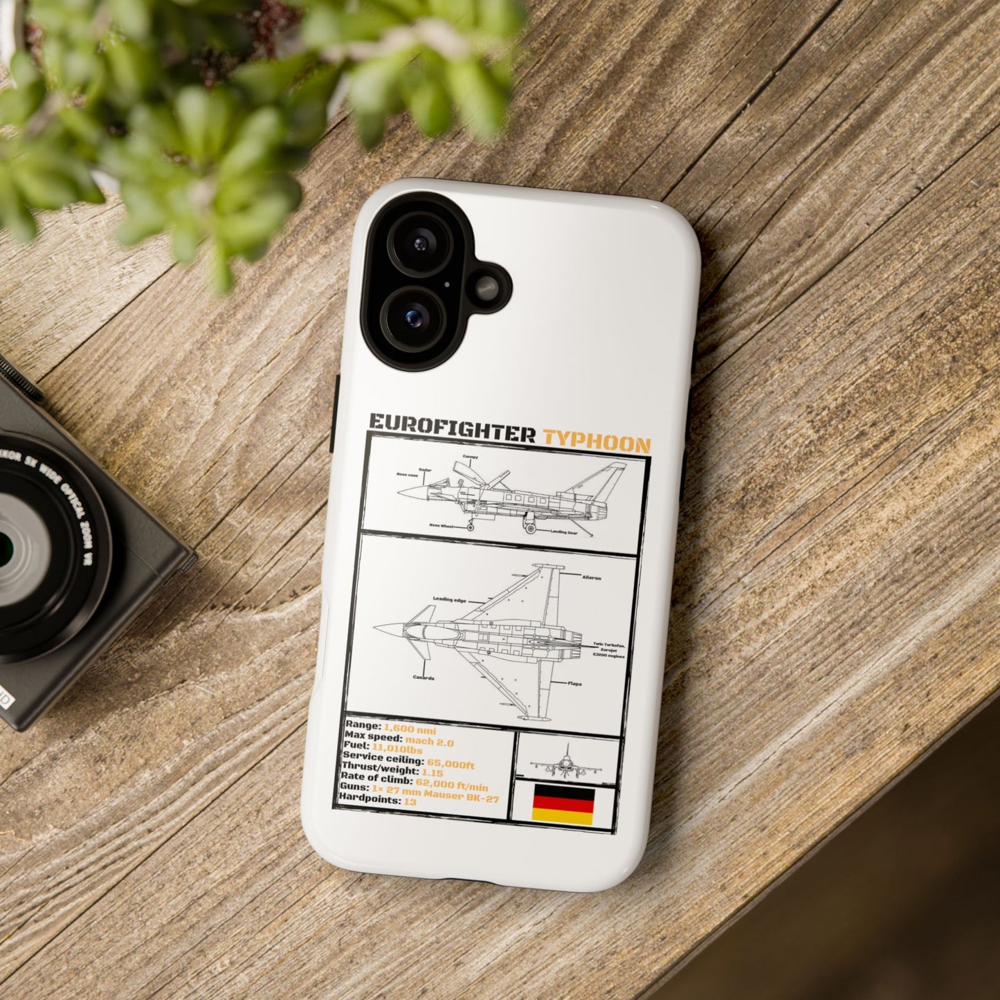 Eurofighter typhoon Schematic edition phone case (Luftwaffe Colour-Way)