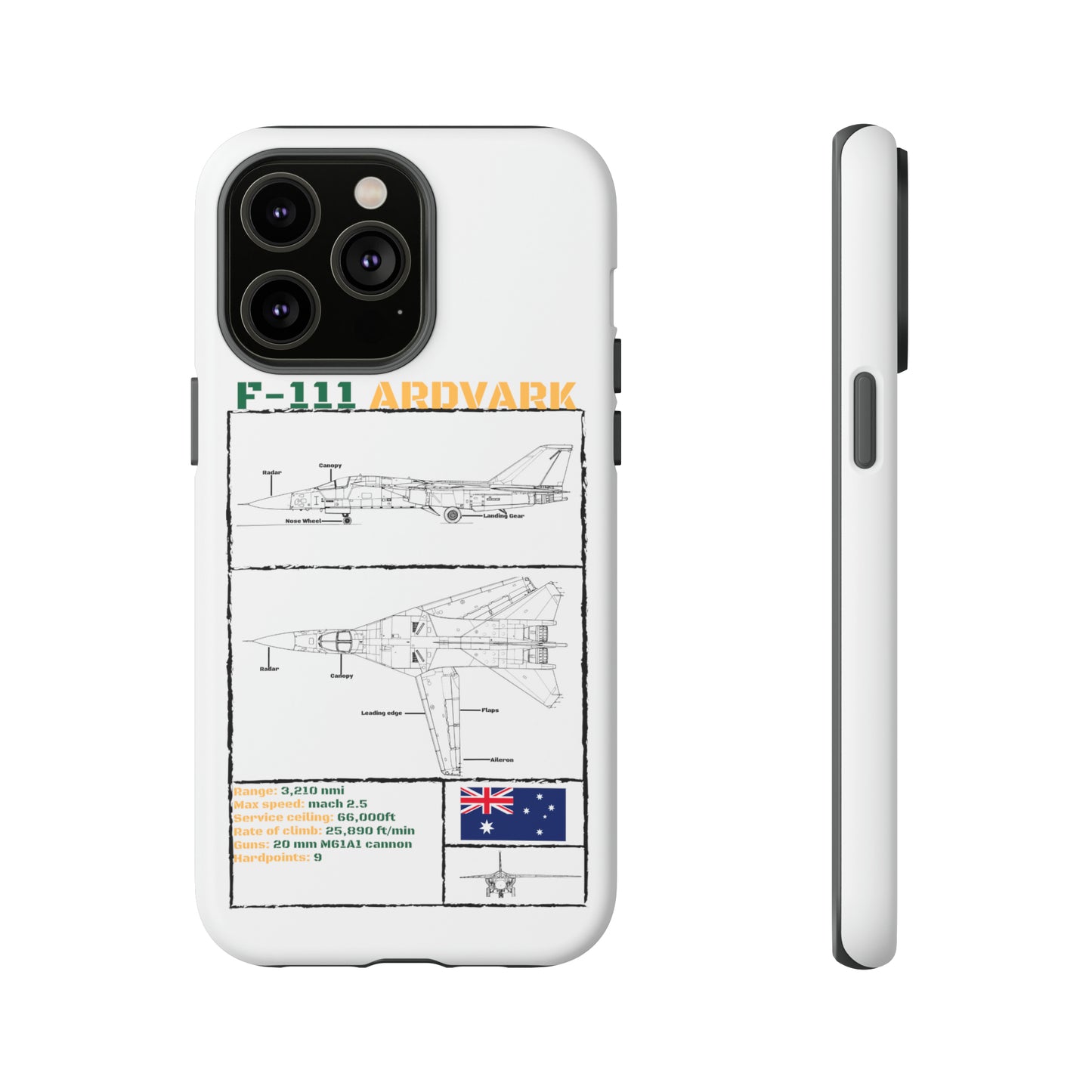 F111 Aardvark  Schematic Durable Phone Case (RAAF colouways)