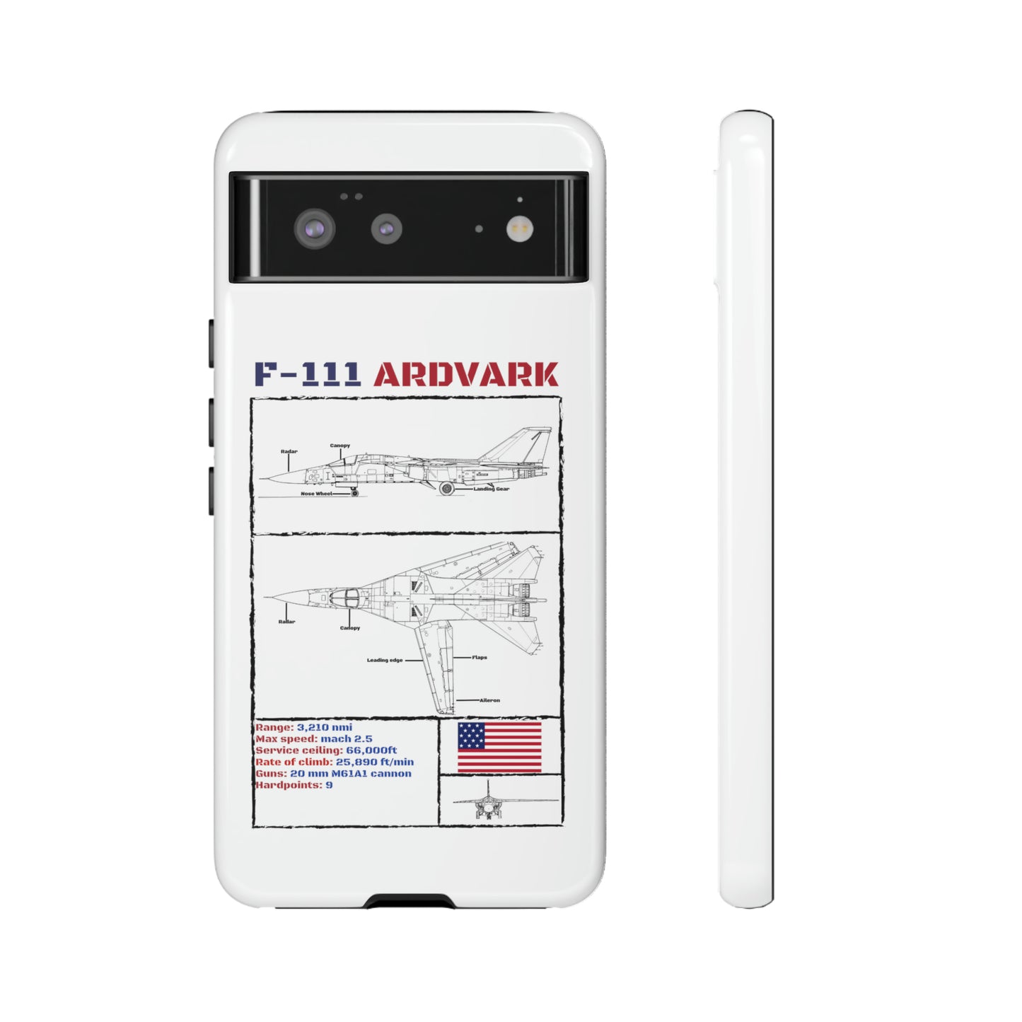 F111 Aardvark  Schematic Durable Phone Case (USAF Colourways)