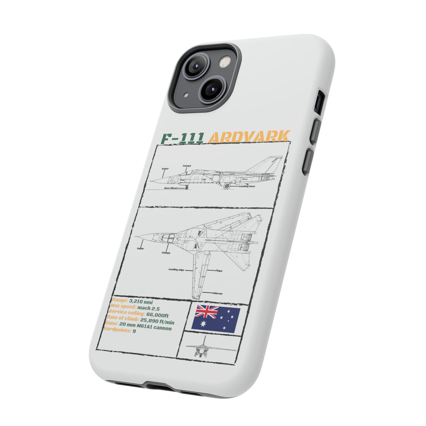 F111 Aardvark  Schematic Durable Phone Case (RAAF colouways)