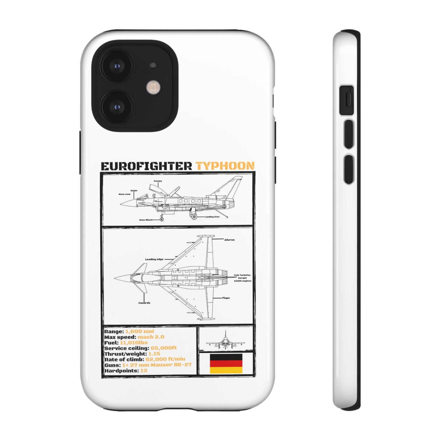 Eurofighter typhoon Schematic edition phone case (Luftwaffe Colour-Way)