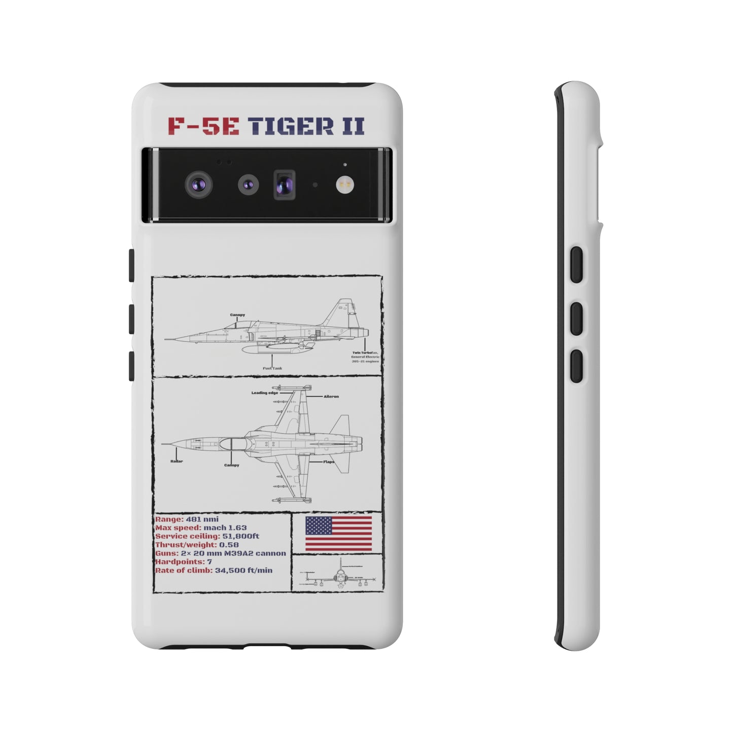 F-5E Schematic Durable Phone Case (USAF colour-ways)