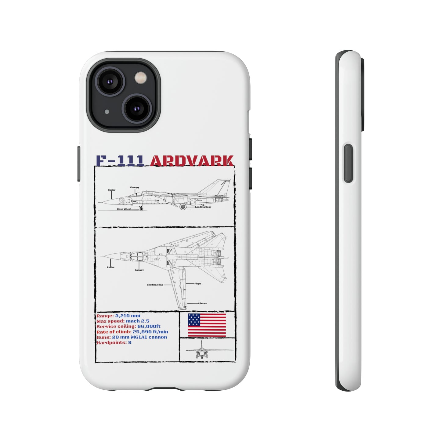 F111 Aardvark  Schematic Durable Phone Case (USAF Colourways)