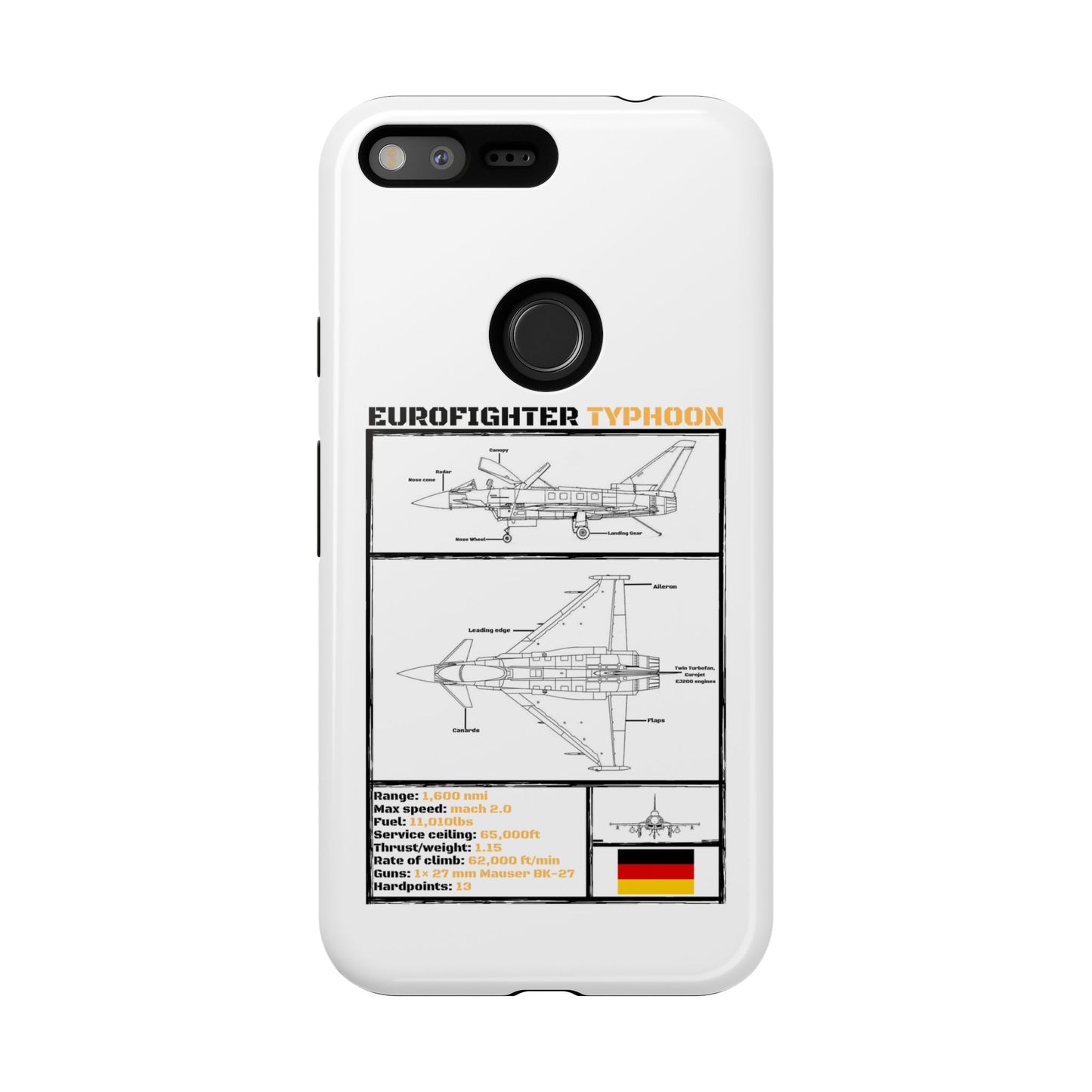 Eurofighter typhoon Schematic edition phone case (Luftwaffe Colour-Way)