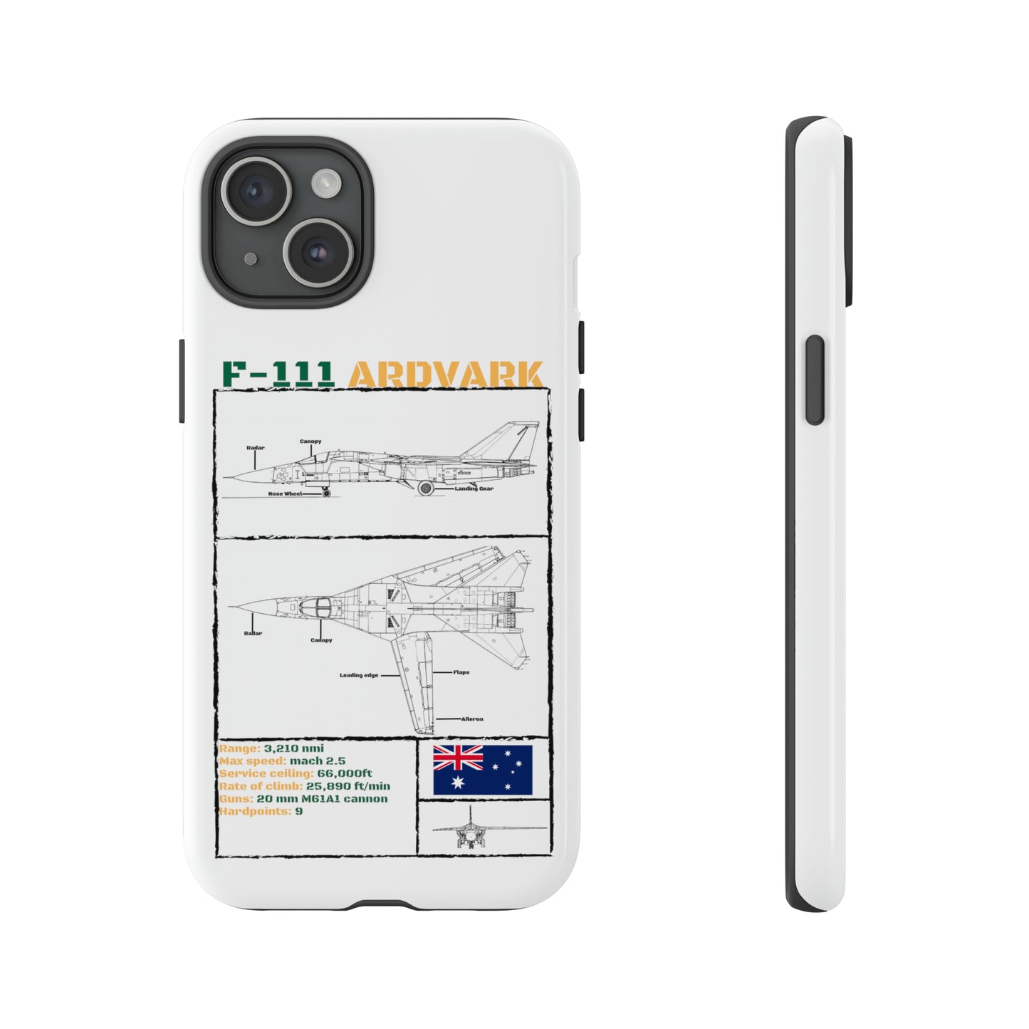 F111 Aardvark  Schematic Durable Phone Case (RAAF colouways)