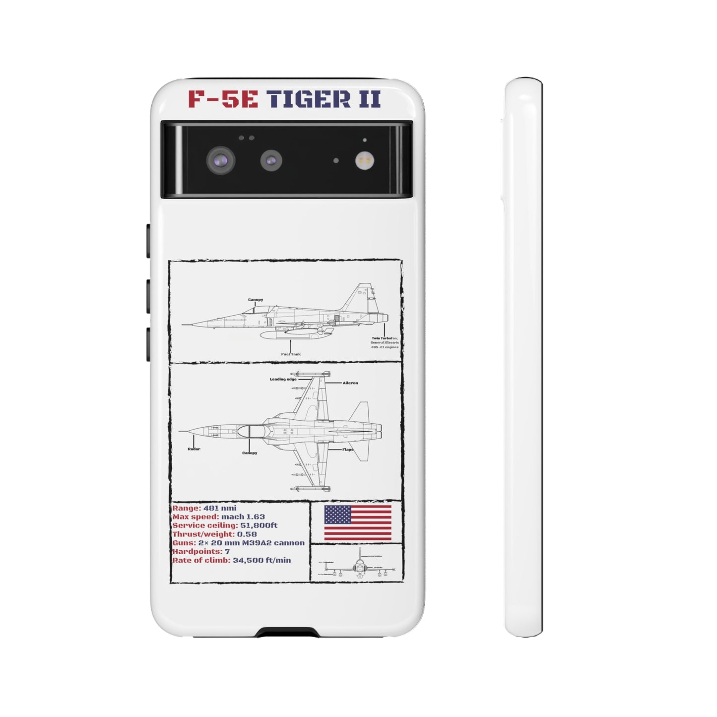 F-5E Schematic Durable Phone Case (USAF colour-ways)