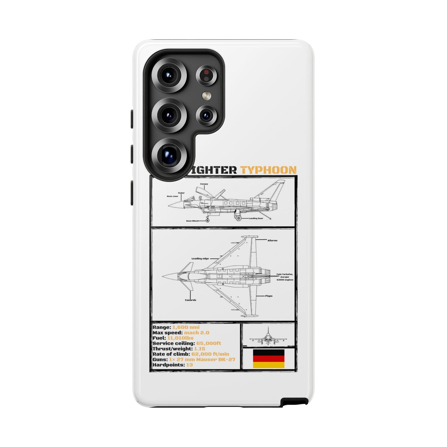 Eurofighter typhoon Schematic edition phone case (Luftwaffe Colour-Way)