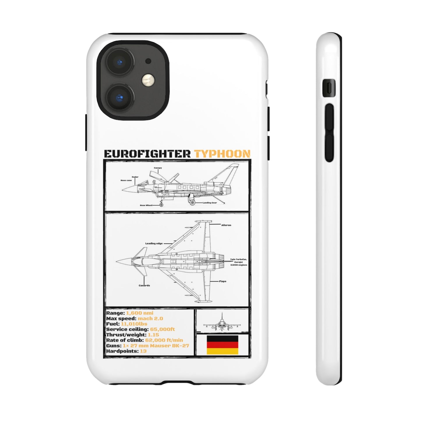 Eurofighter typhoon Schematic edition phone case (Luftwaffe Colour-Way)
