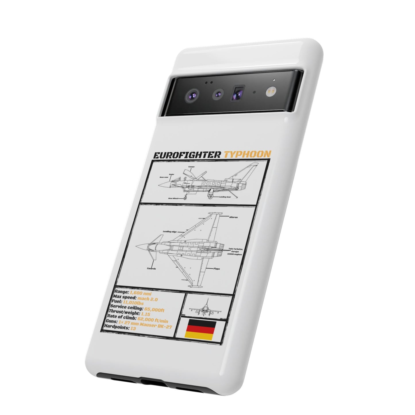 Eurofighter typhoon Schematic edition phone case (Luftwaffe Colour-Way)