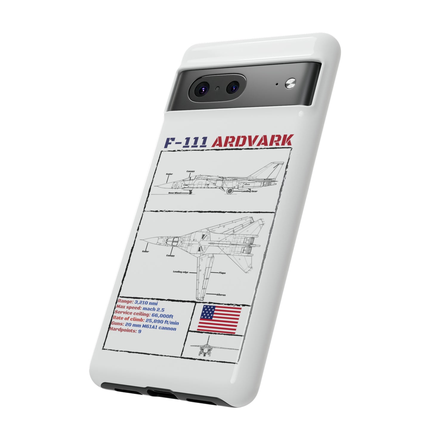 F111 Aardvark  Schematic Durable Phone Case (USAF Colourways)